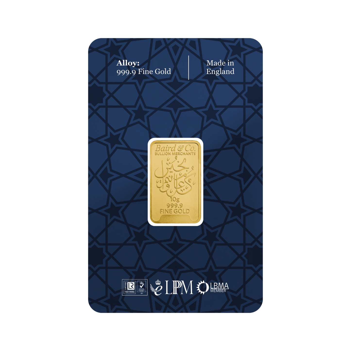 New Baird & Co 24ct 10g Gold Eid Minted Bar