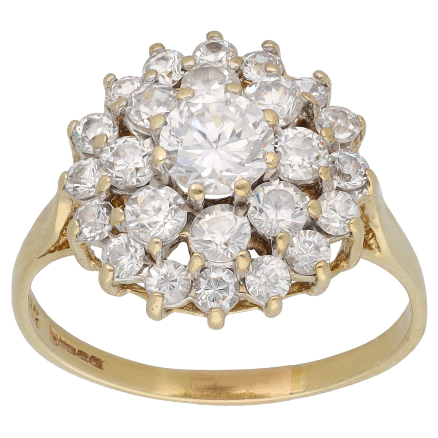 9ct Gold Cubic Zirconia Cluster Ring Size N