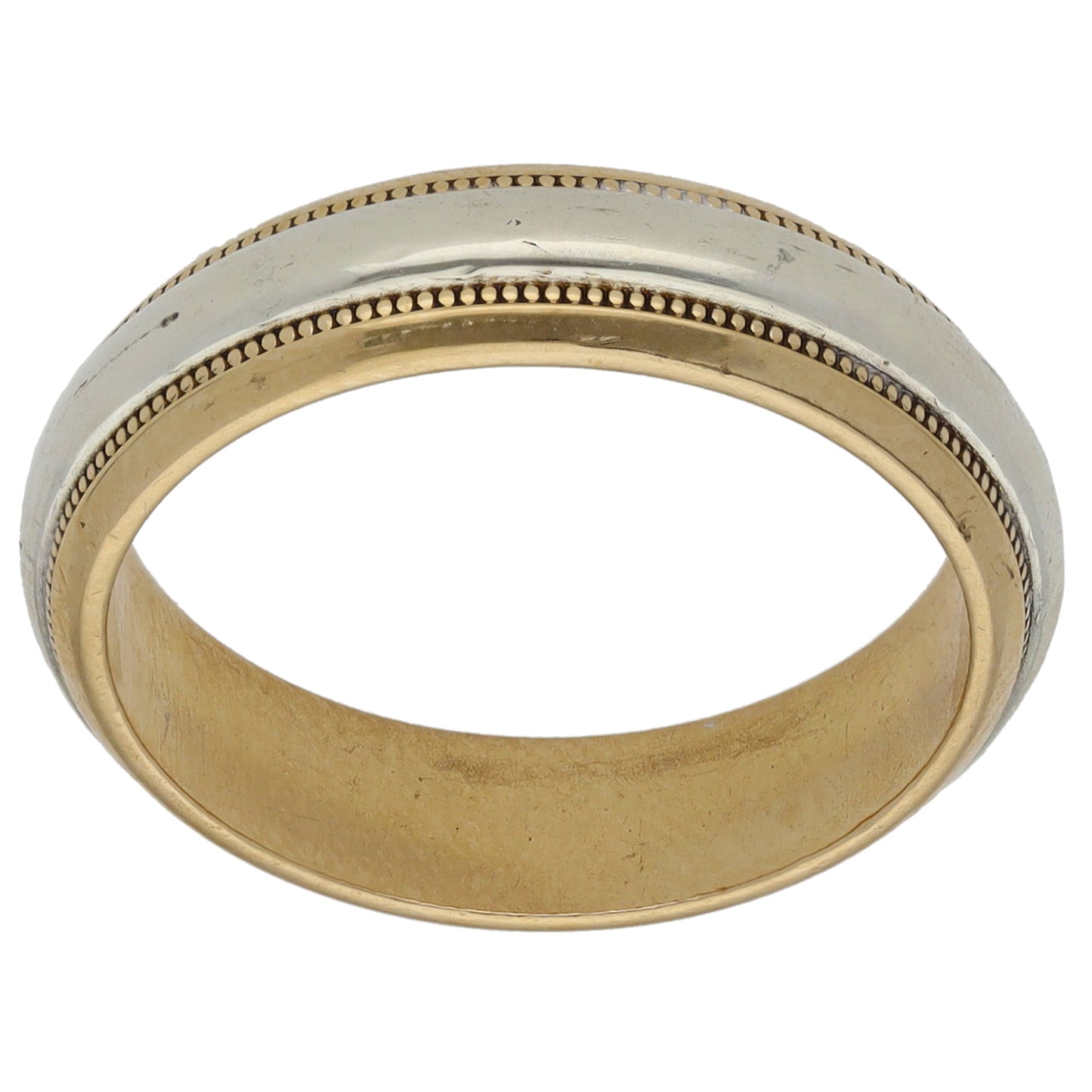 9ct Bi-Colour Gold Patterned Wedding Ring Size L
