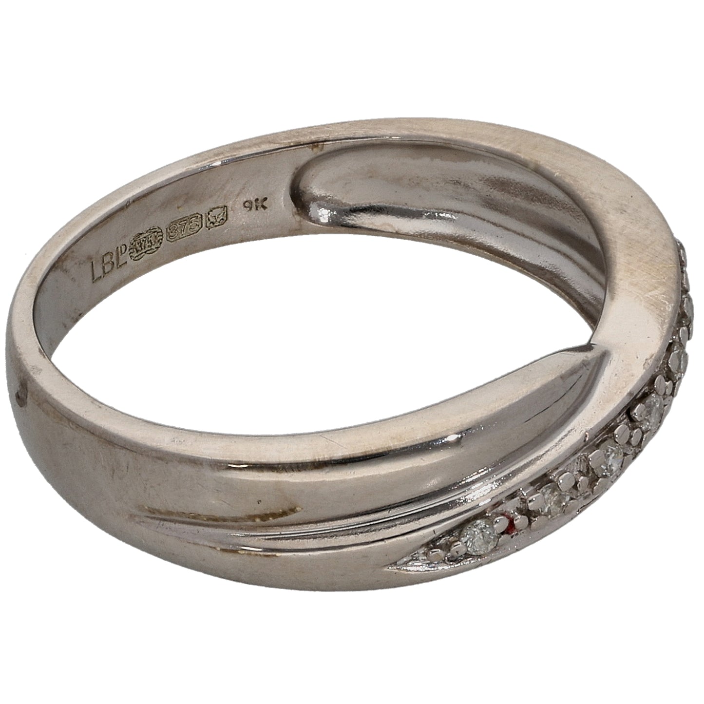 9ct White Gold 0.035ct Diamond Half Eternity Ring Size L