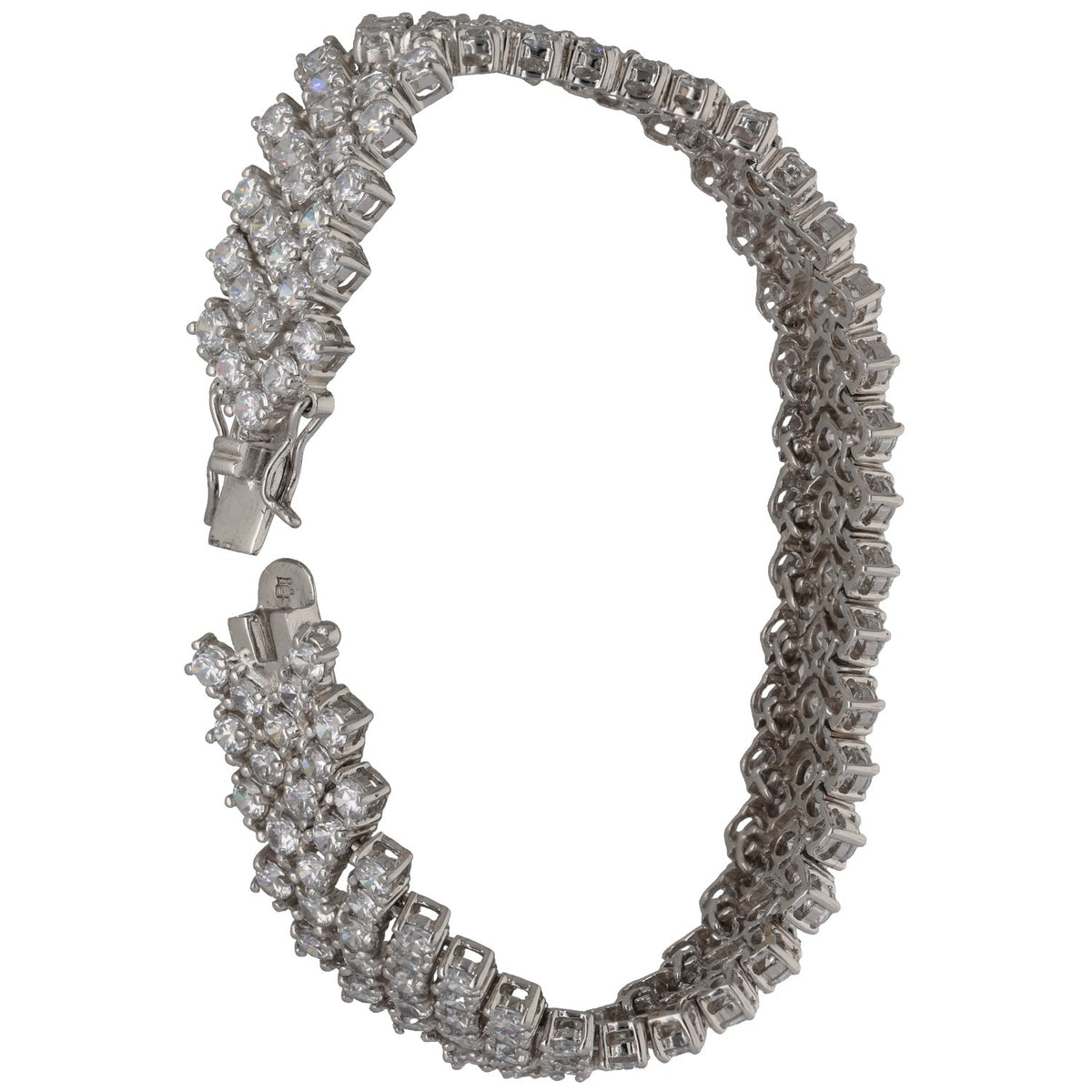 Sterling Silver Cubic Zirconia Fancy Stone Set Bracelet