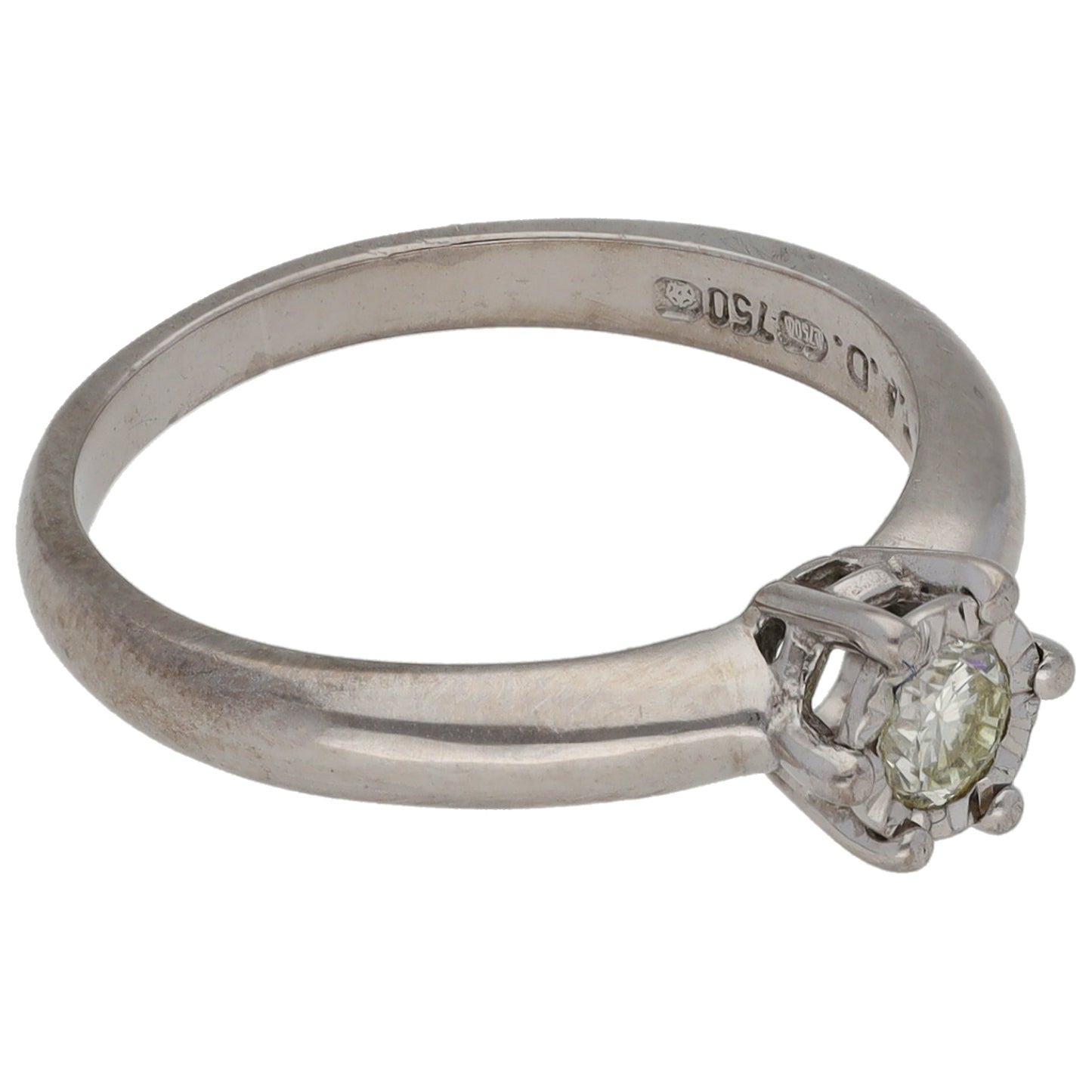 18ct White Gold 0.10ct Diamond Solitaire Ring Size K