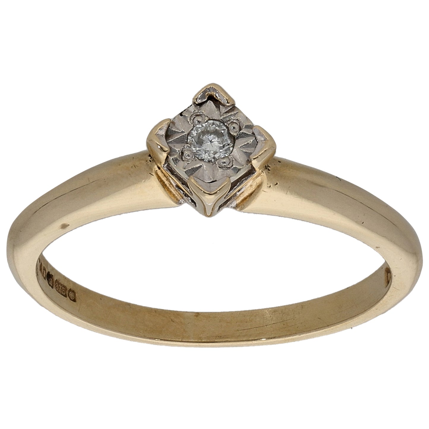 9ct Gold 0.02ct Diamond Solitaire Ring Size K