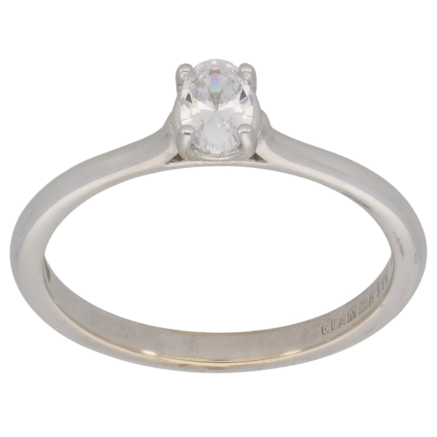 9ct White Gold Cubic Zirconia Single Stone Ring Size S