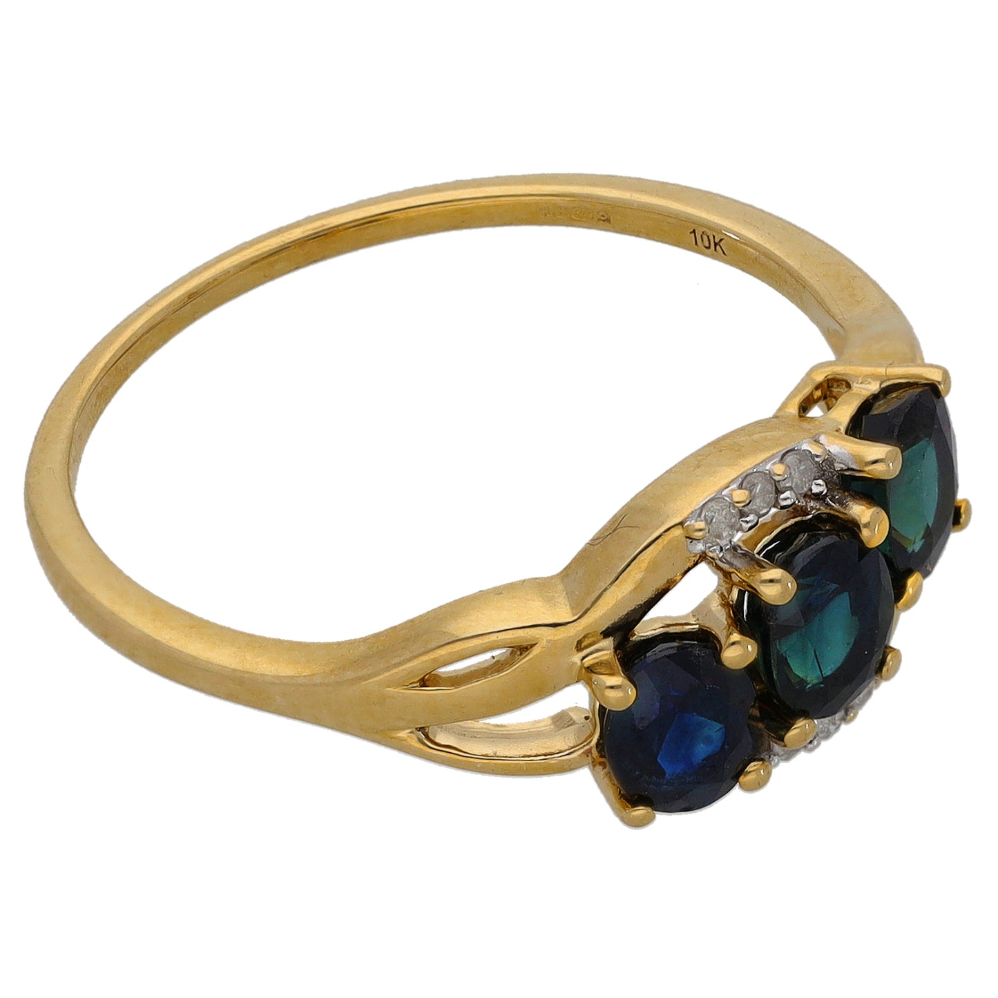 9ct Gold Sapphire & 0.03ct Diamond Dress/Cocktail Ring Size P