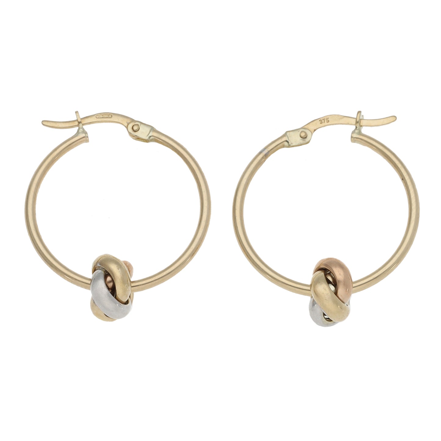 9ct Tricolour Gold Hoop Earrings