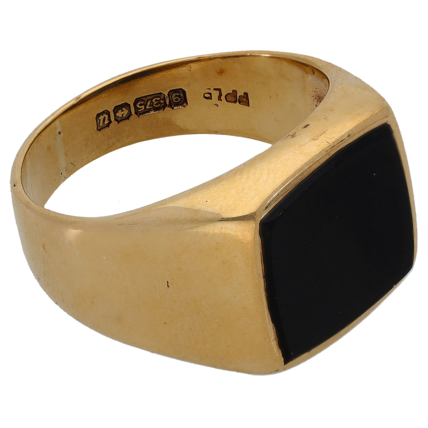 9ct Gold Onyx Single Stone Signet Ring Size P