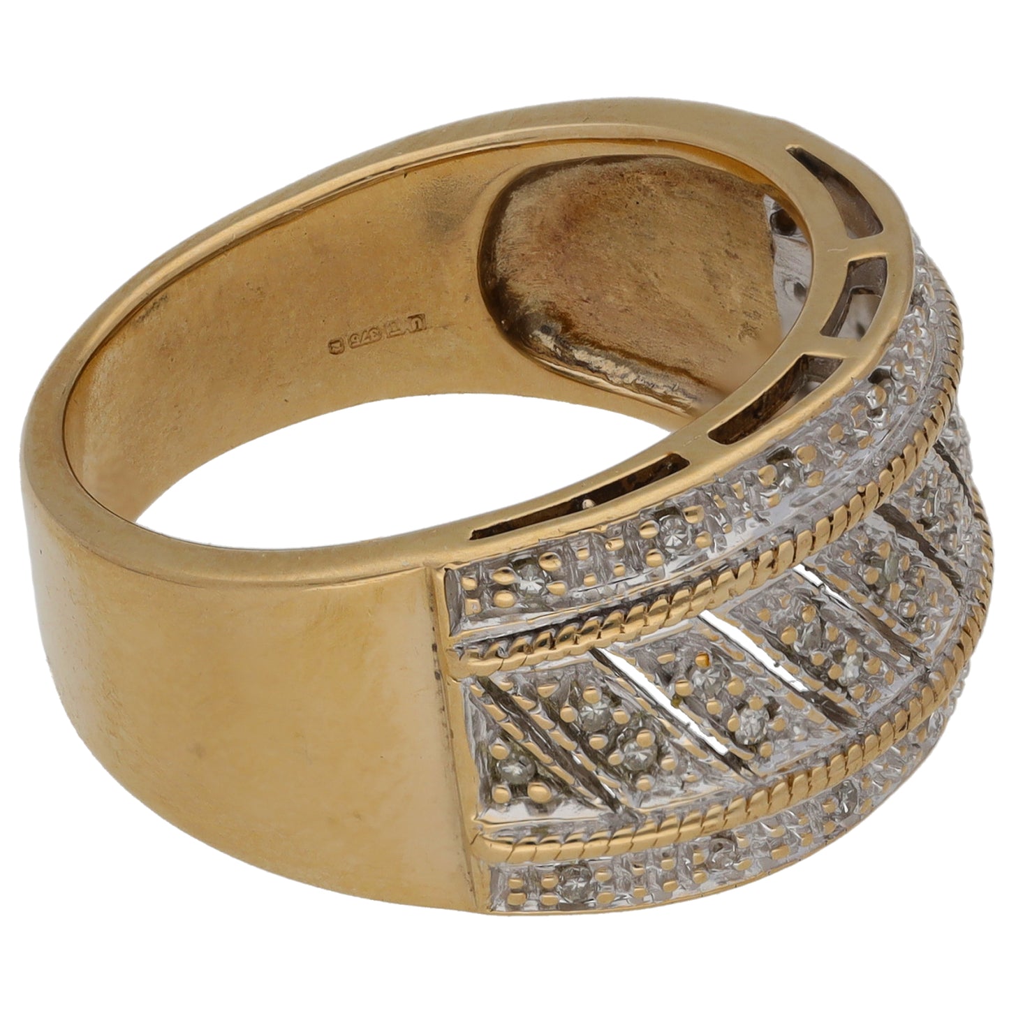 9ct Gold 0.16ct Diamond Alternative Ring Size Q