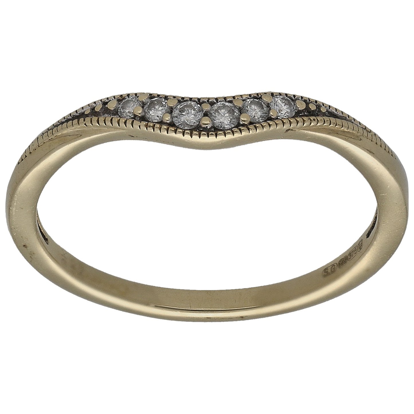 9ct Gold 0.05ct Diamond Wishbone Ring Size M