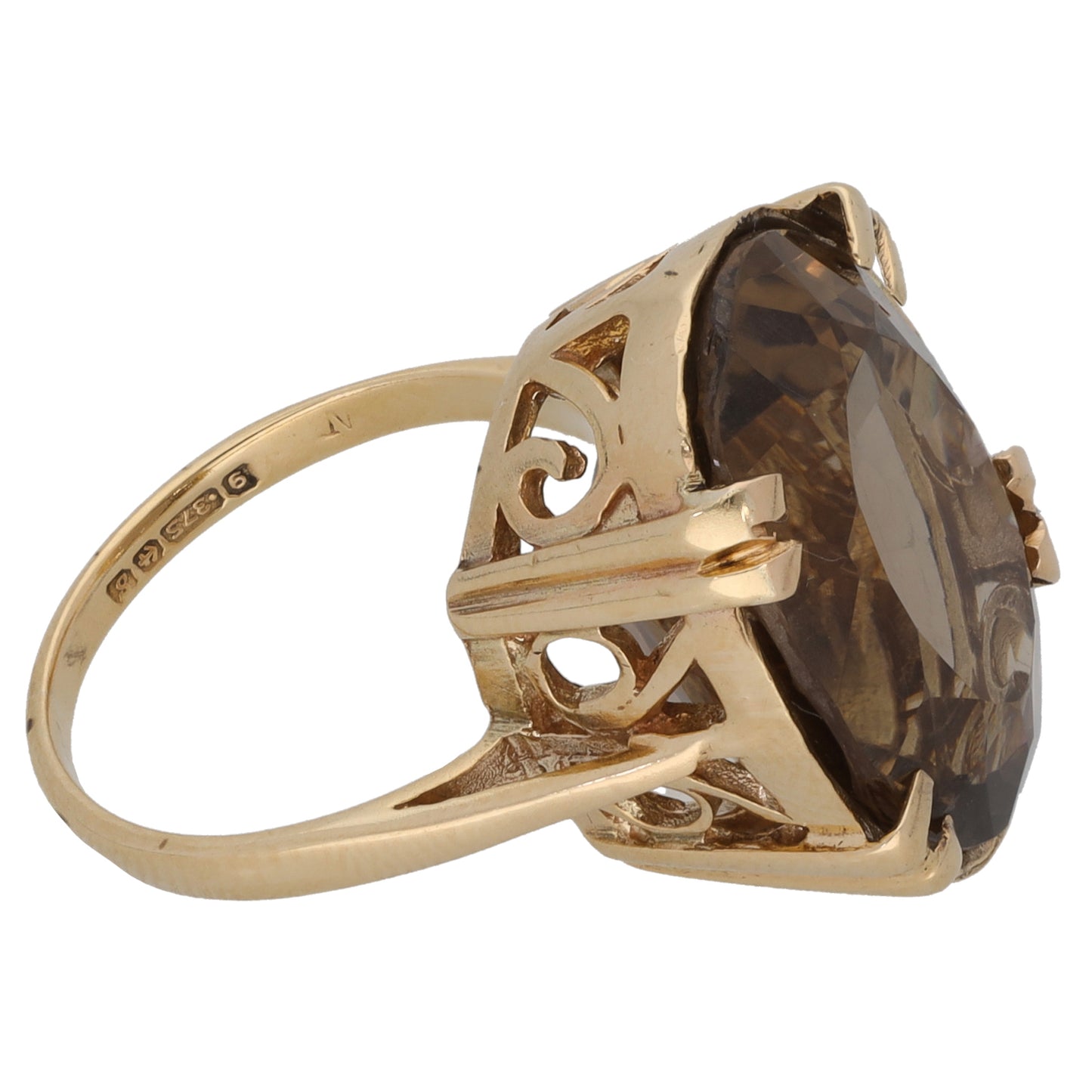 9ct Gold Smoky Quartz Single Stone Ring Size K