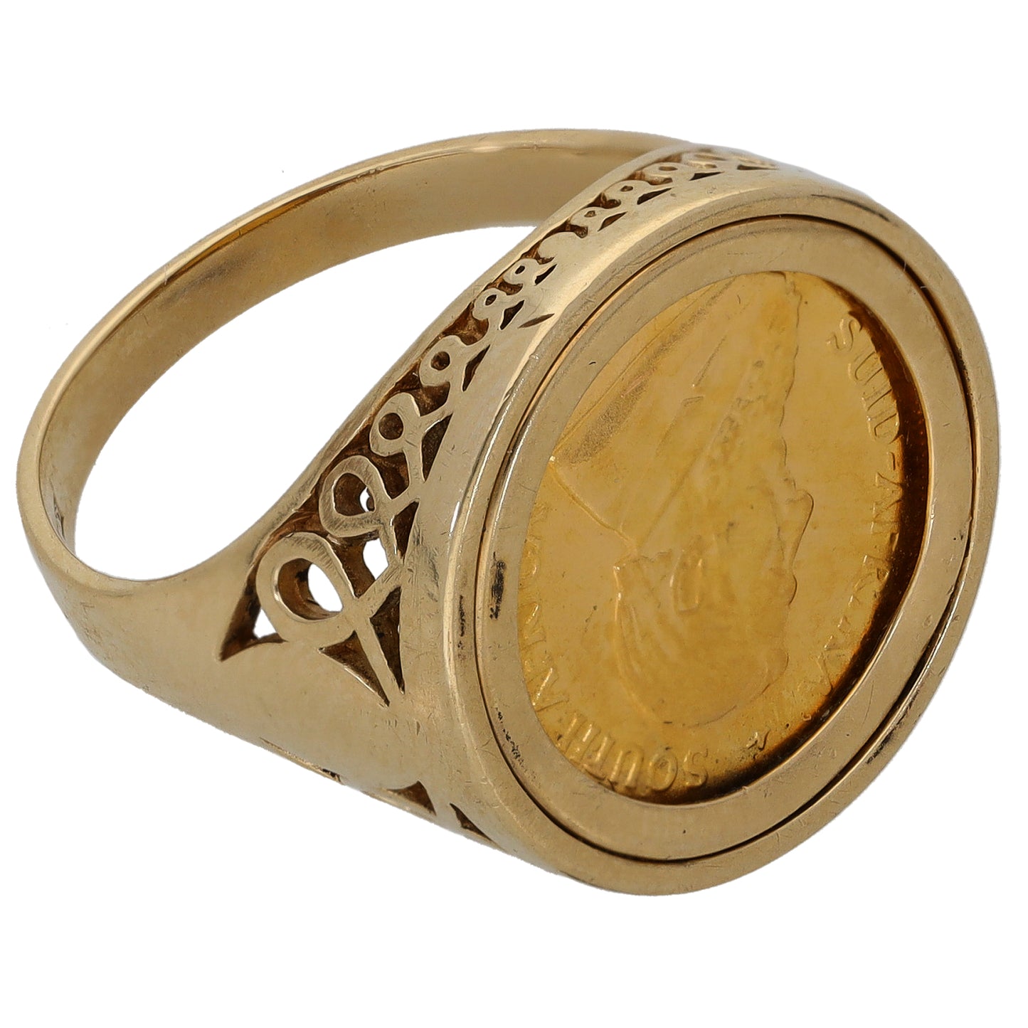 9ct Gold 1/10 Oz Krugerrand Coin Ring Size Q