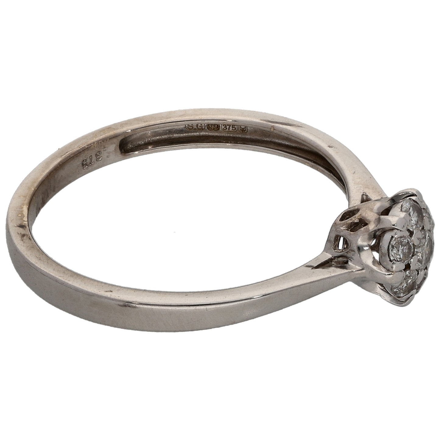 9ct White Gold 0.20ct Diamond Cluster Ring Size N