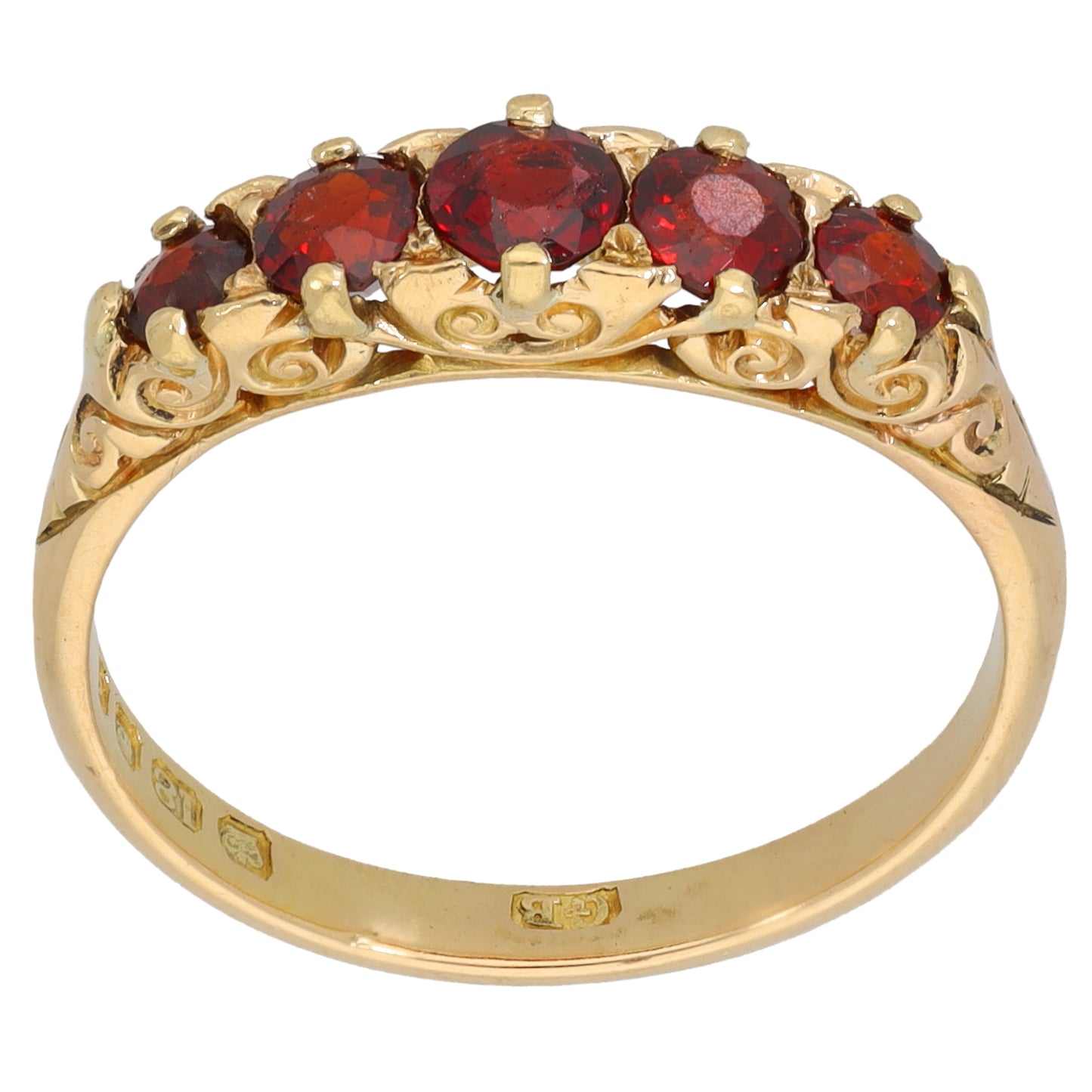 18ct Gold Garnet Half Eternity Ring Size R