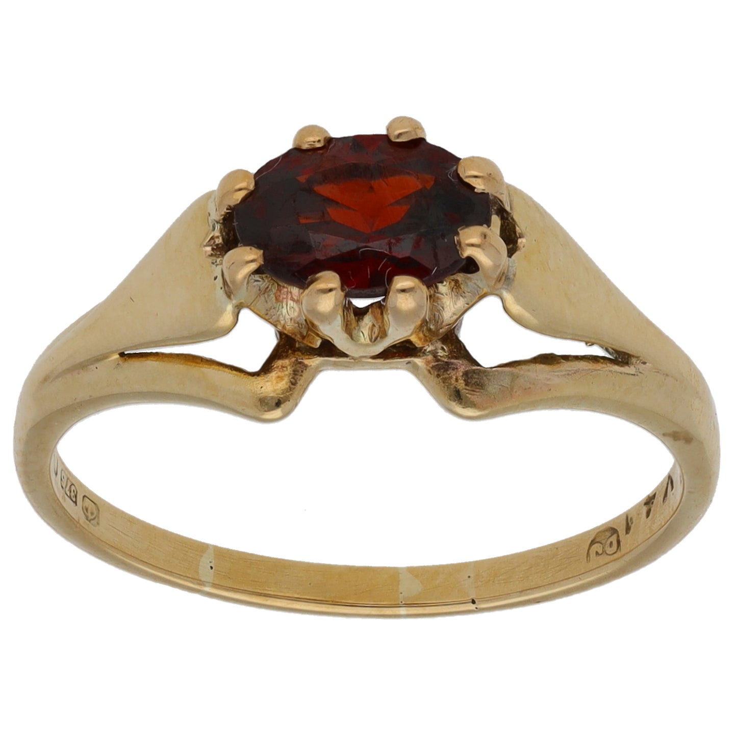 9ct Gold Garnet Single Stone Ring Size O