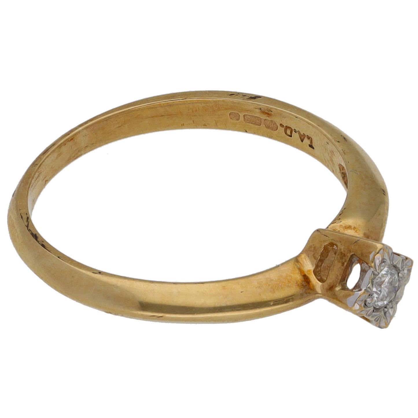 9ct Gold 0.05ct Diamond Solitaire Ring Size L