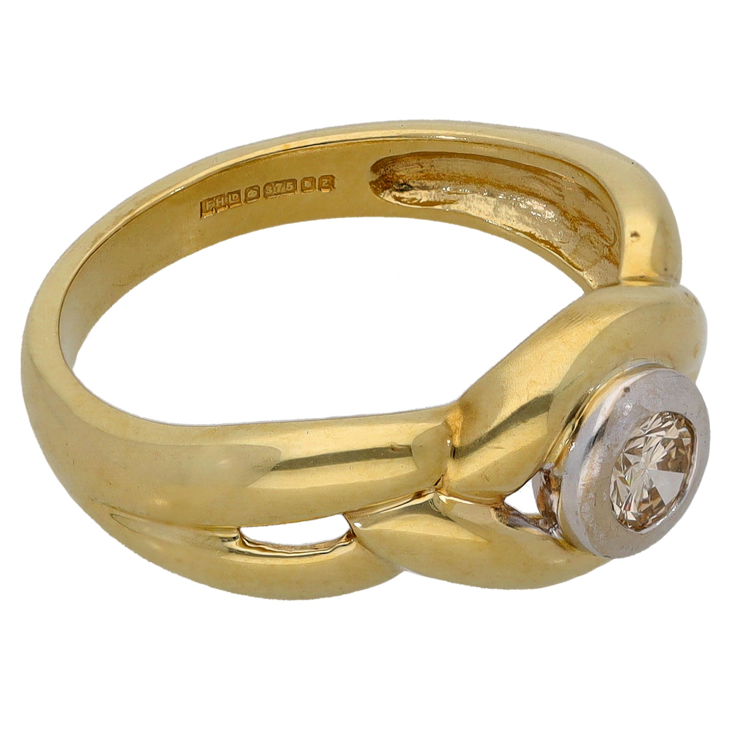 9ct Gold 0.22ct Diamond Solitaire Ring Size N