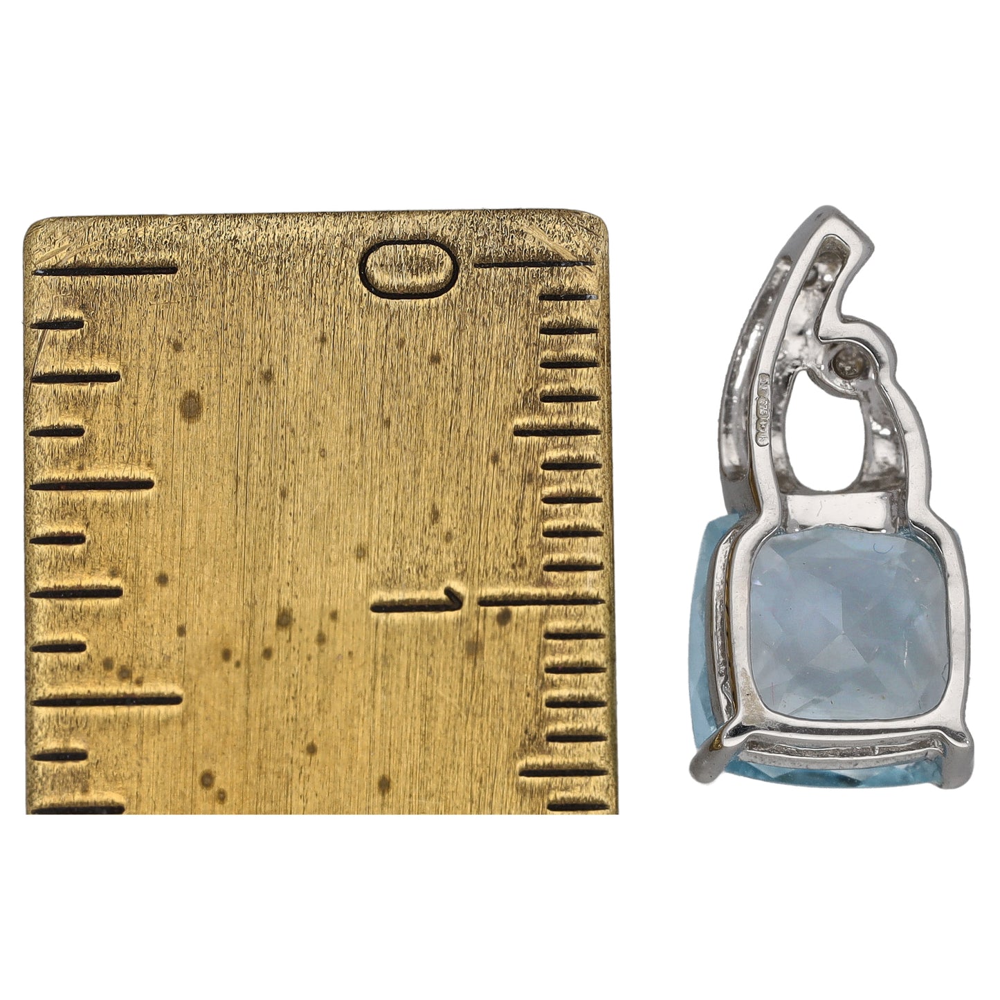 9ct White Gold Topaz & 0.035ct Diamond Dress/Cocktail Pendant