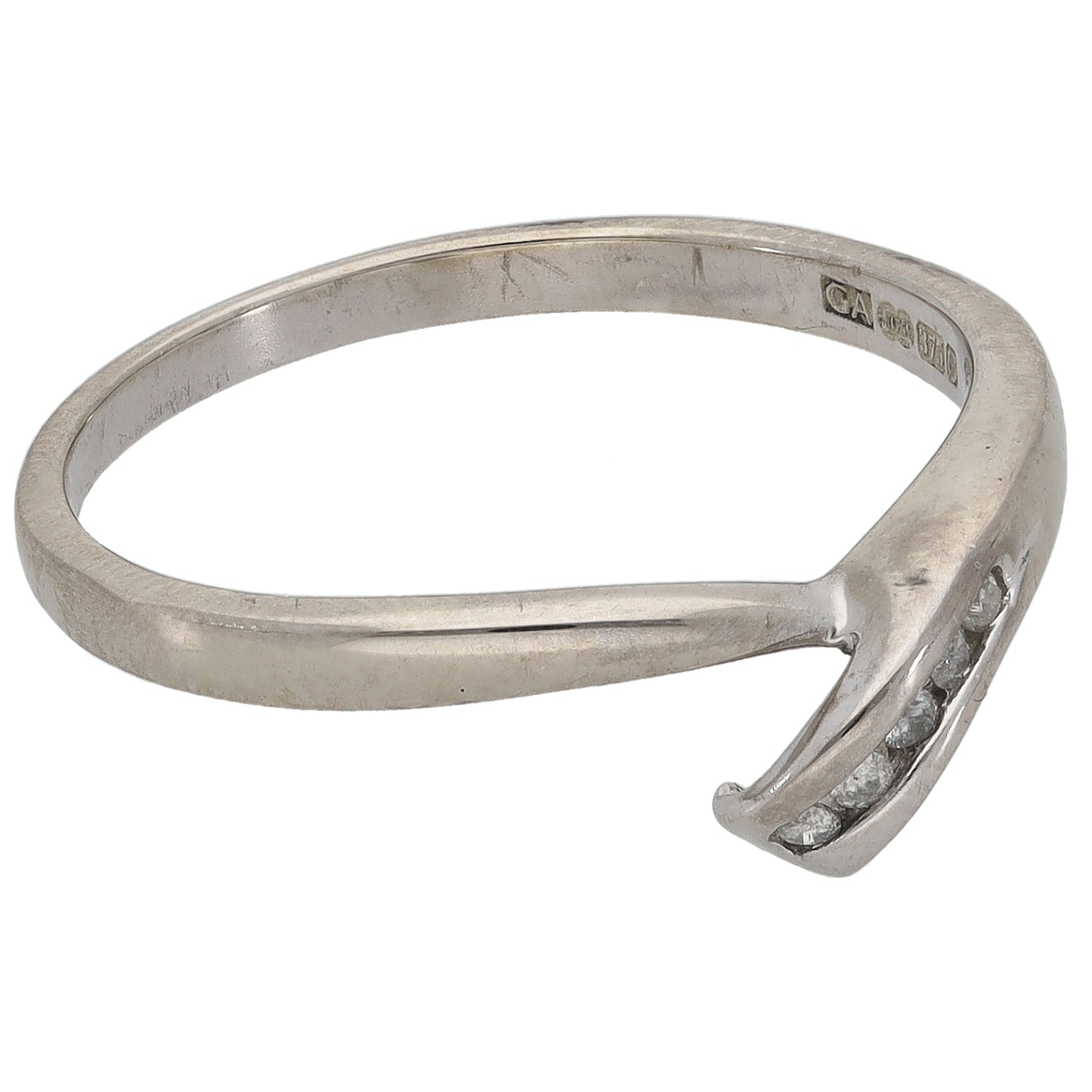 9ct White Gold 0.05ct Diamond Dress/Cocktail Ring Size P