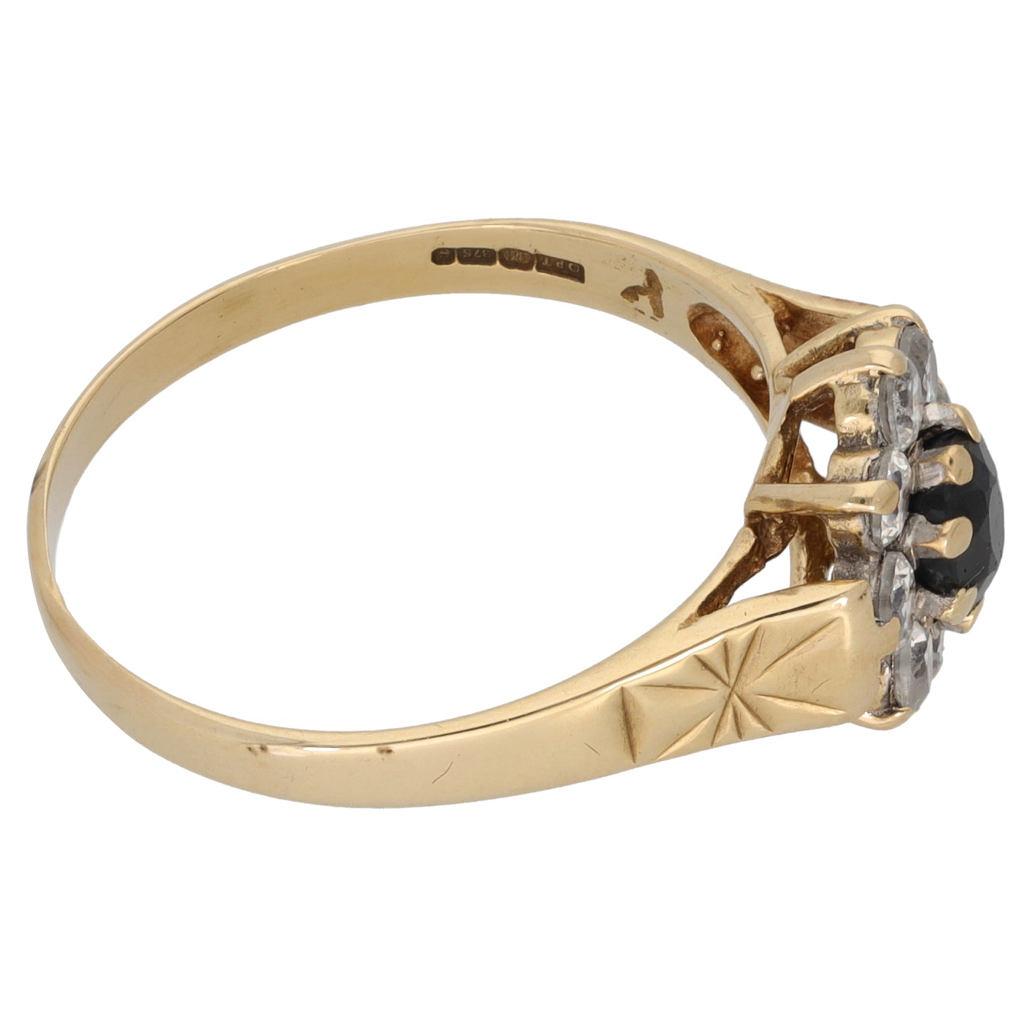 9ct Gold Sapphire & Cubic Zirconia Dress/Cocktail Ring Size P
