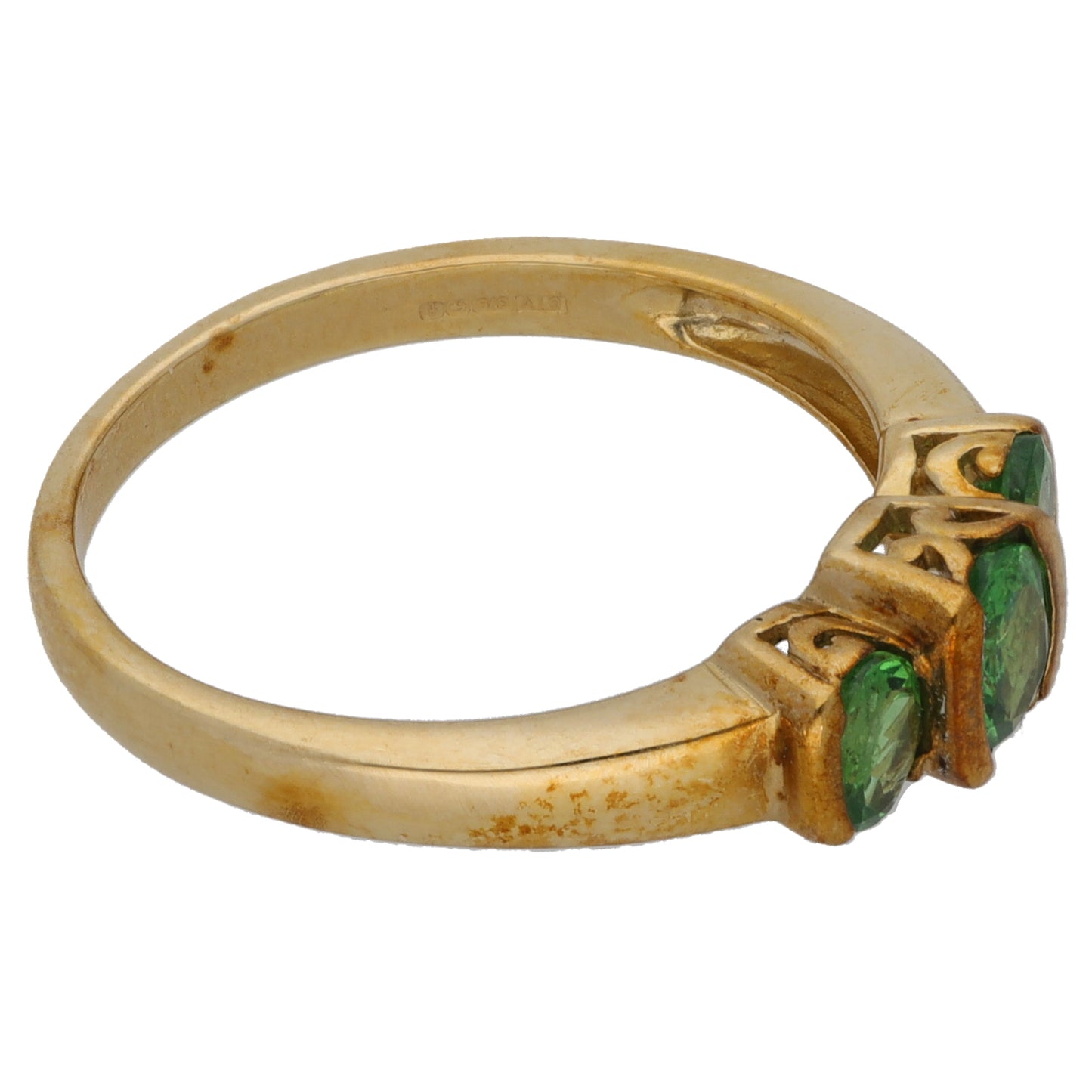 9ct Gold Garnet Trilogy Ring Size N