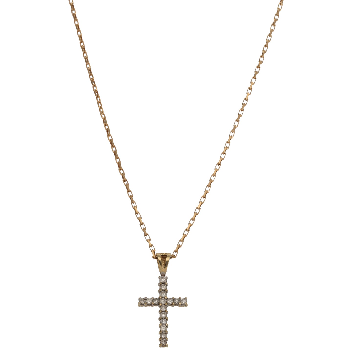 9ct Gold 0.32ct Diamond Cross Pendant With Chain
