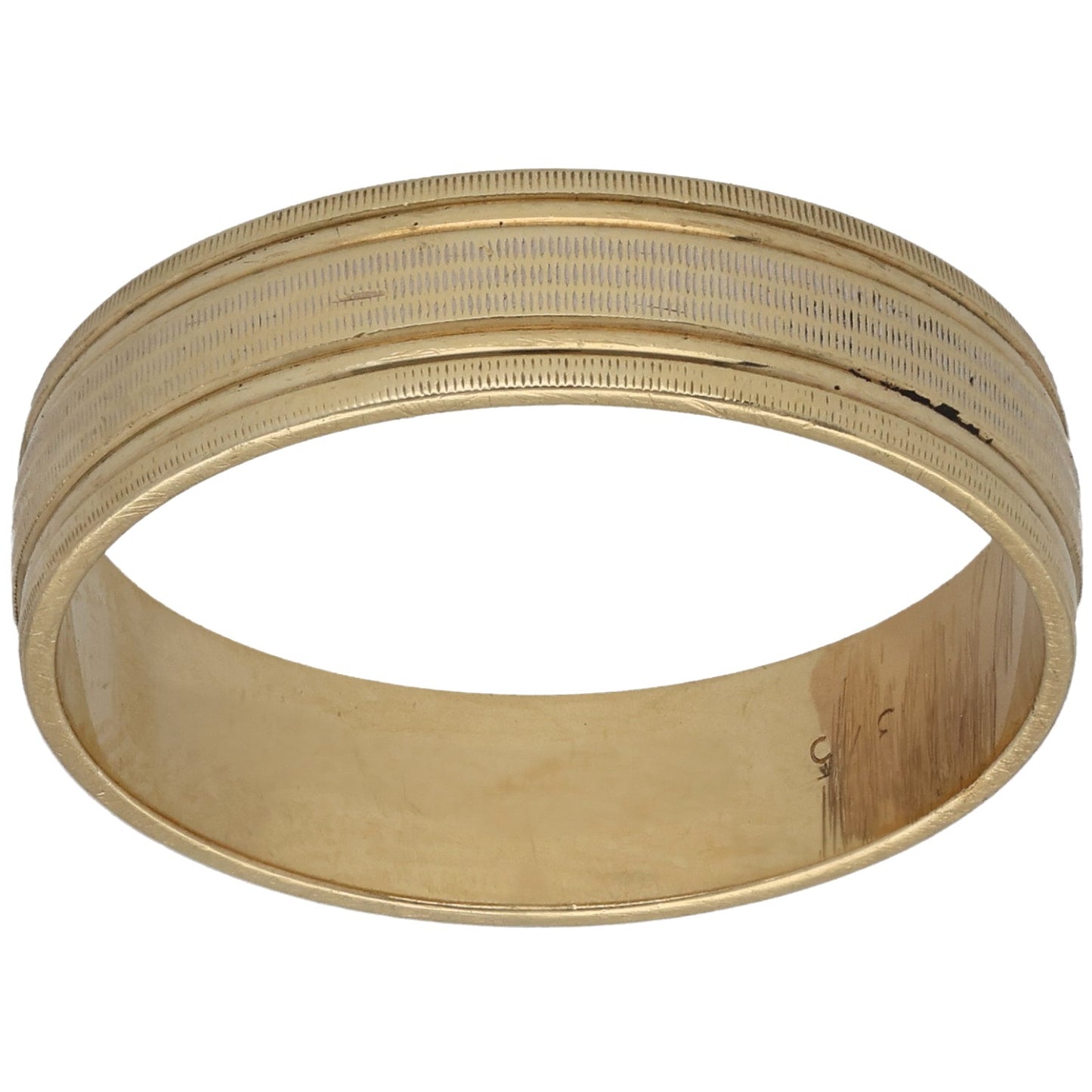 9ct Bicolour Gold Patterned Wedding Ring Size V