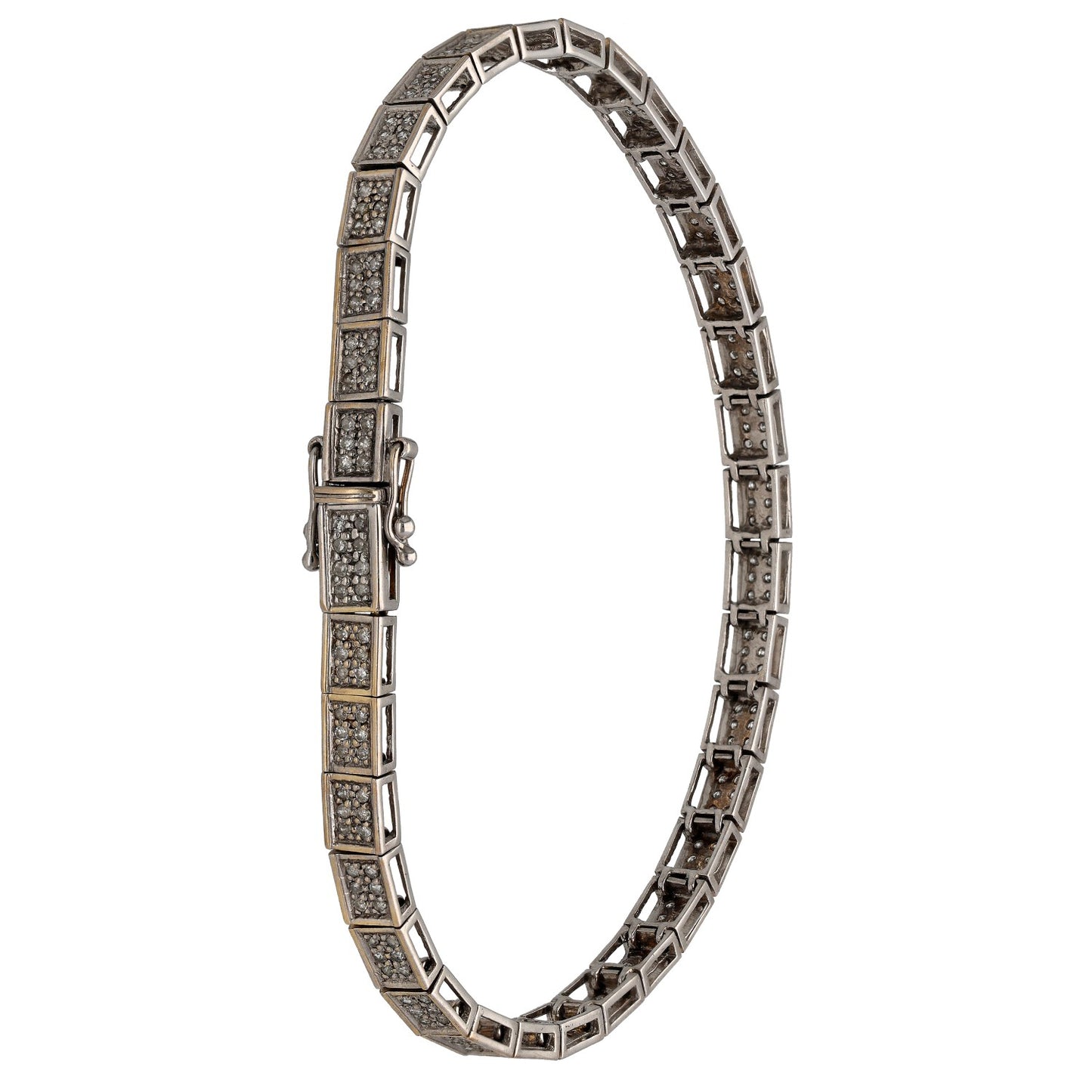 9ct White Gold 1.00ct Diamond Fancy Stone Set Bracelet
