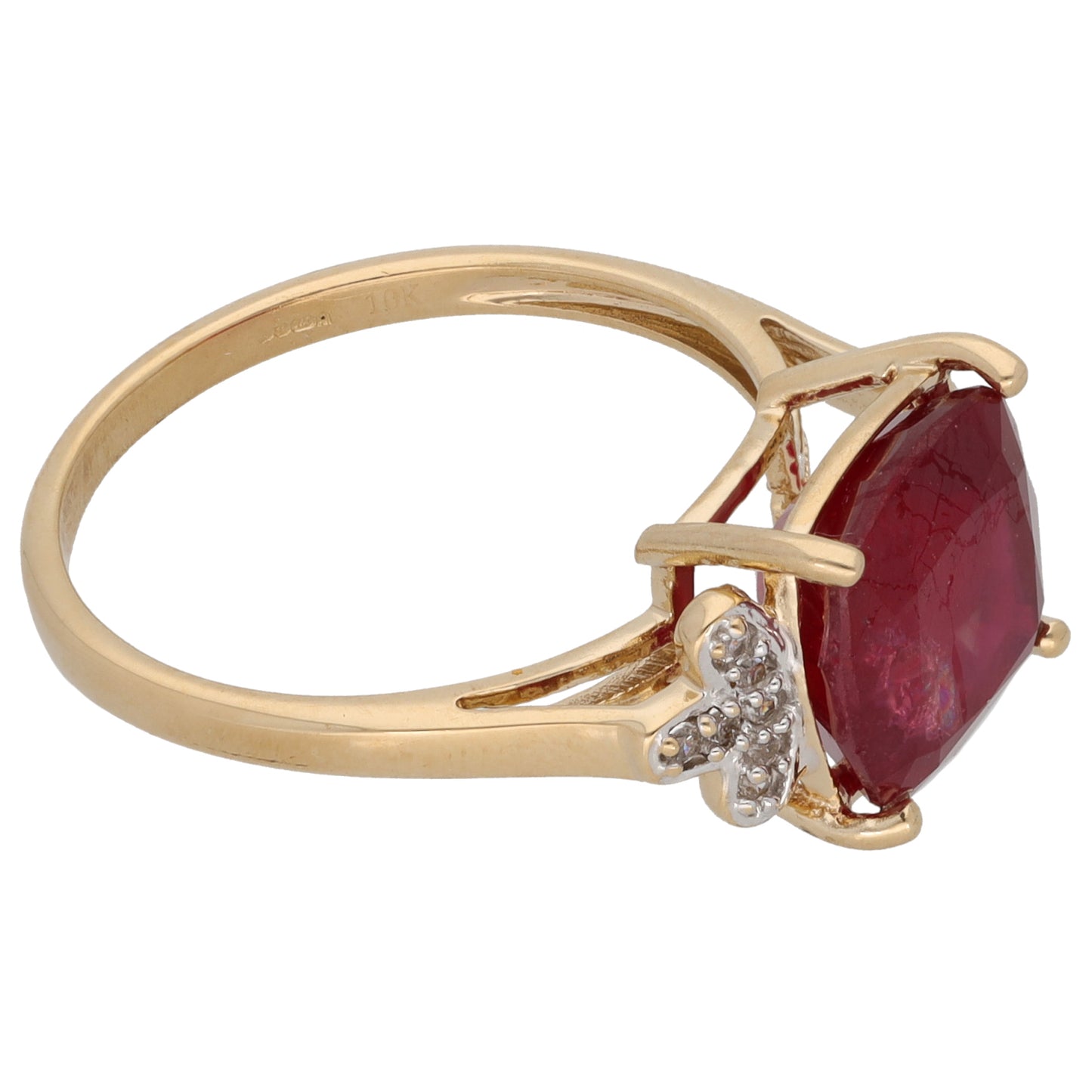 9ct Gold Ruby & Cubic Zirconia Dress/Cocktail Ring Size O