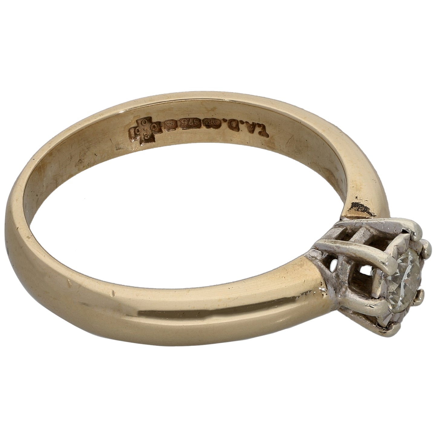 9ct Gold 0.20ct Diamond Solitaire Ring Size L