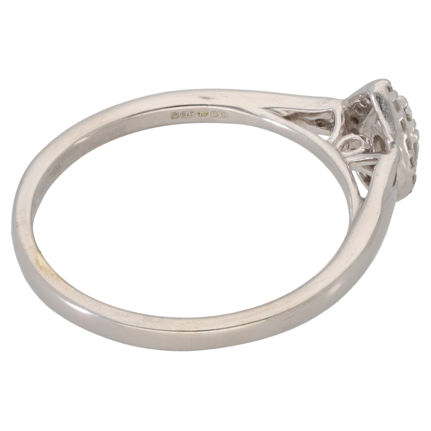 9ct White Gold 0.205ct Diamond Cluster Ring Size R