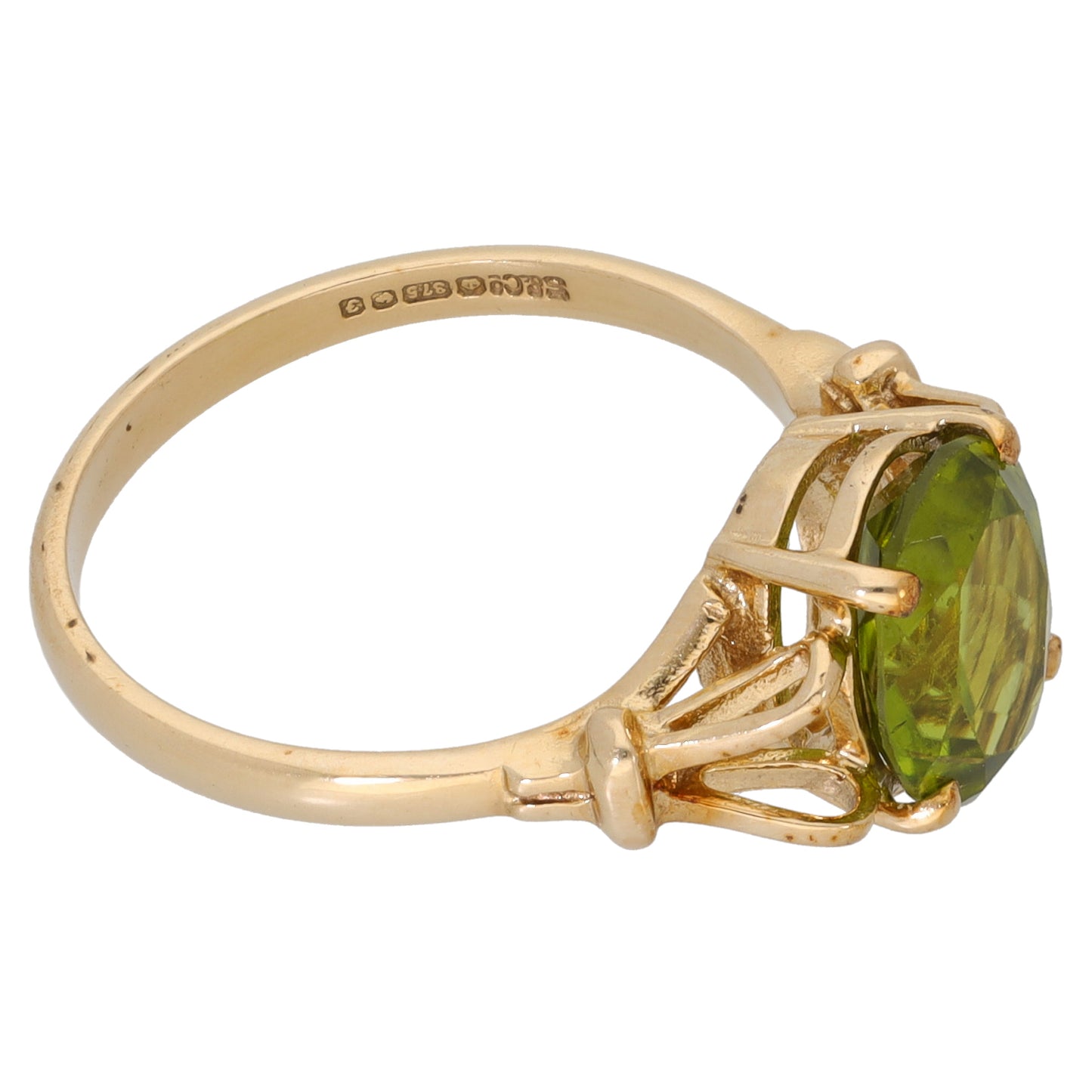 9ct Gold Peridot Single Stone Ring Size Q