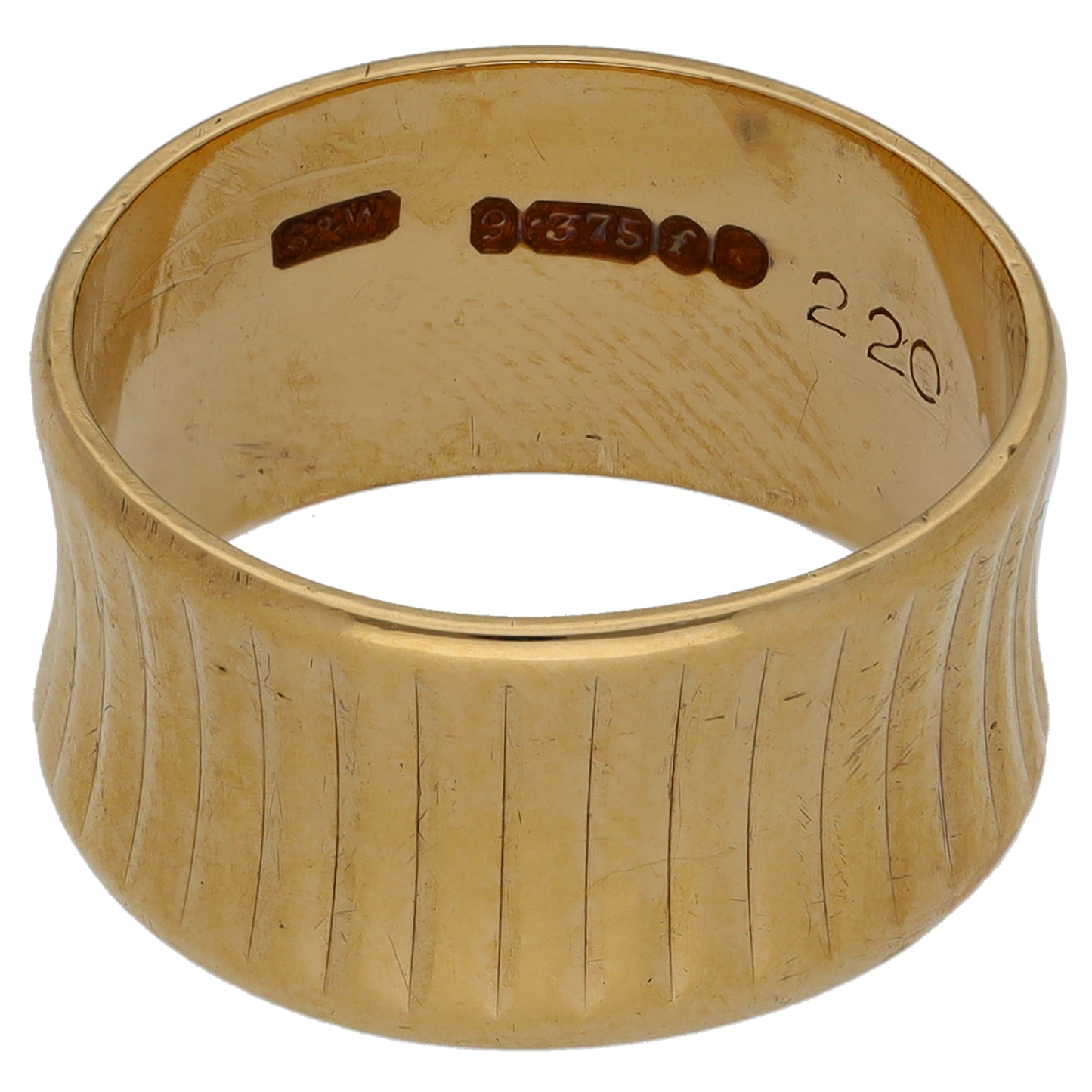 9ct Gold Patterned Wedding Ring Size L