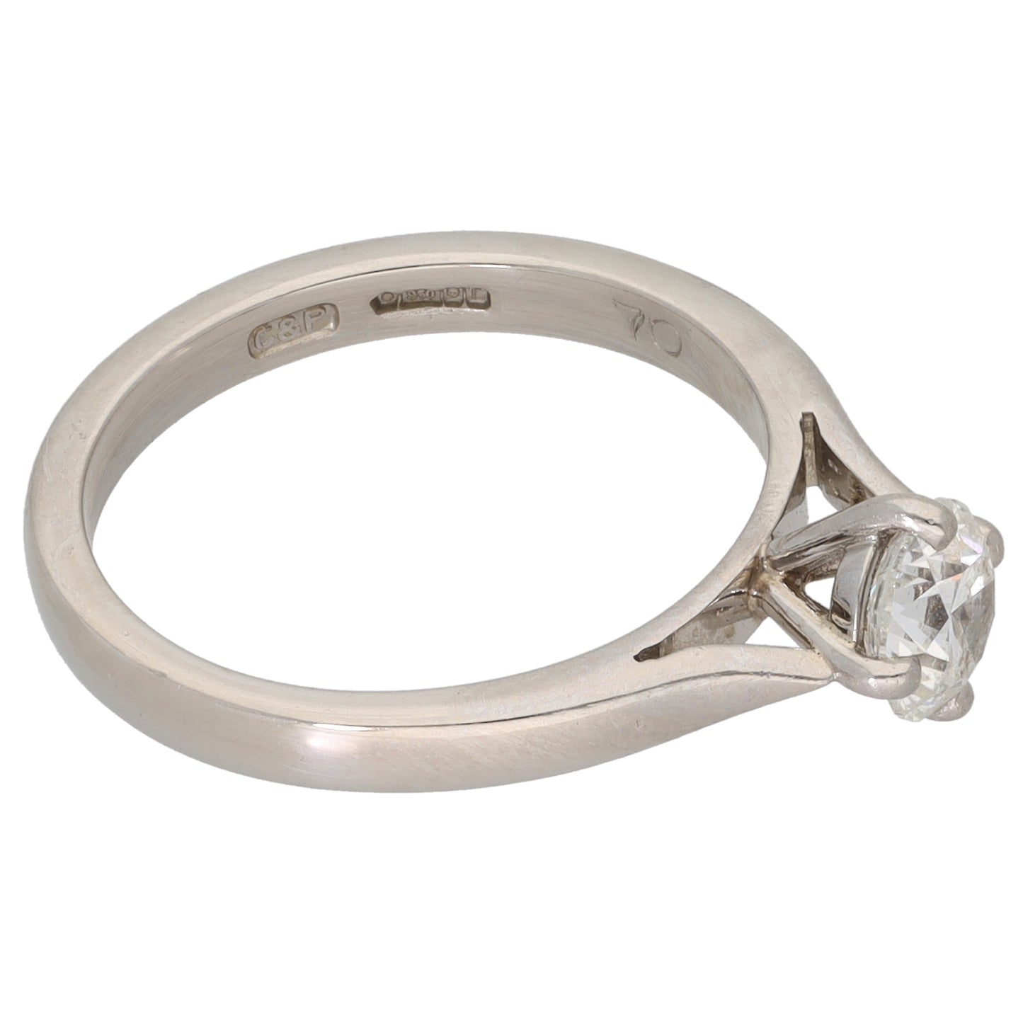 Platinum 0.70ct Diamond Solitaire Ring Size M