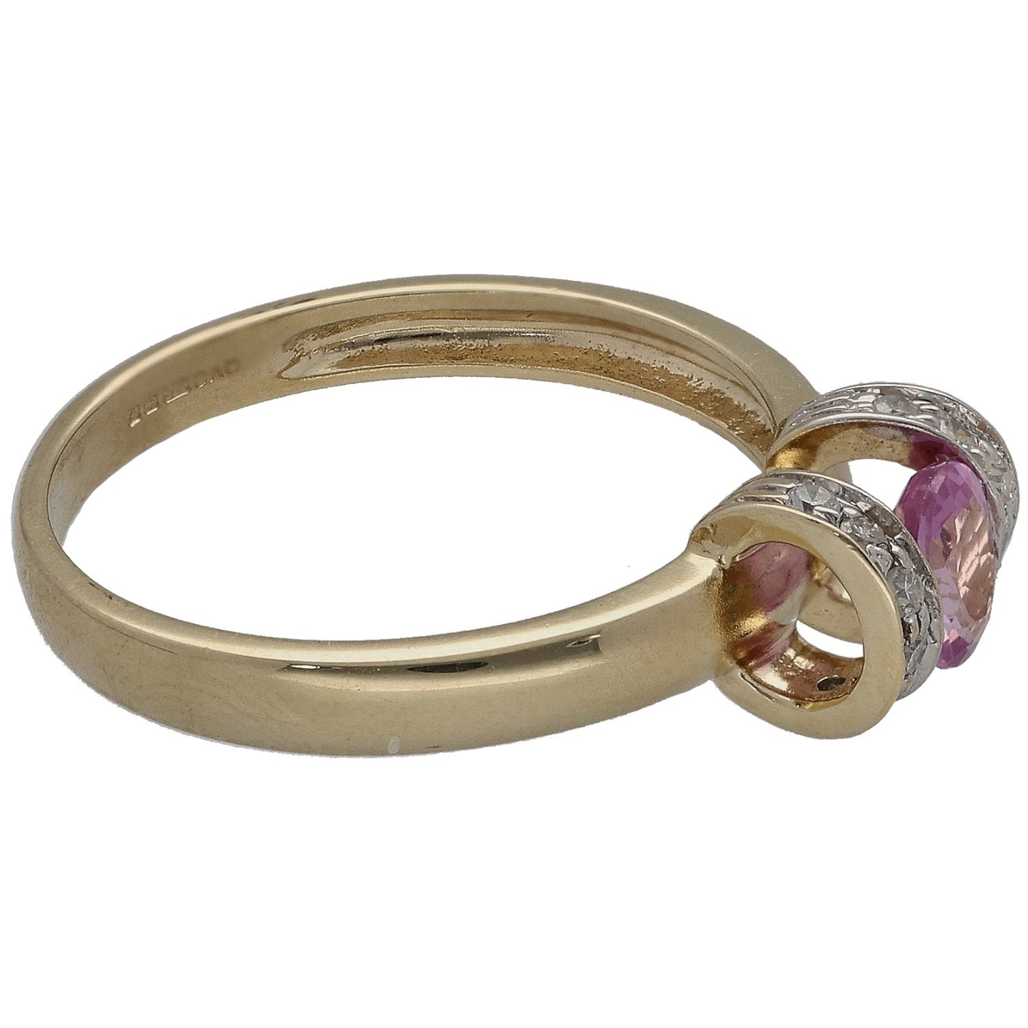 9ct Gold Sapphire & 0.12ct Diamond Cluster Ring Size N