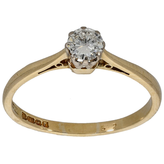 18ct Gold 0.28ct Diamond Solitaire Ring Size O