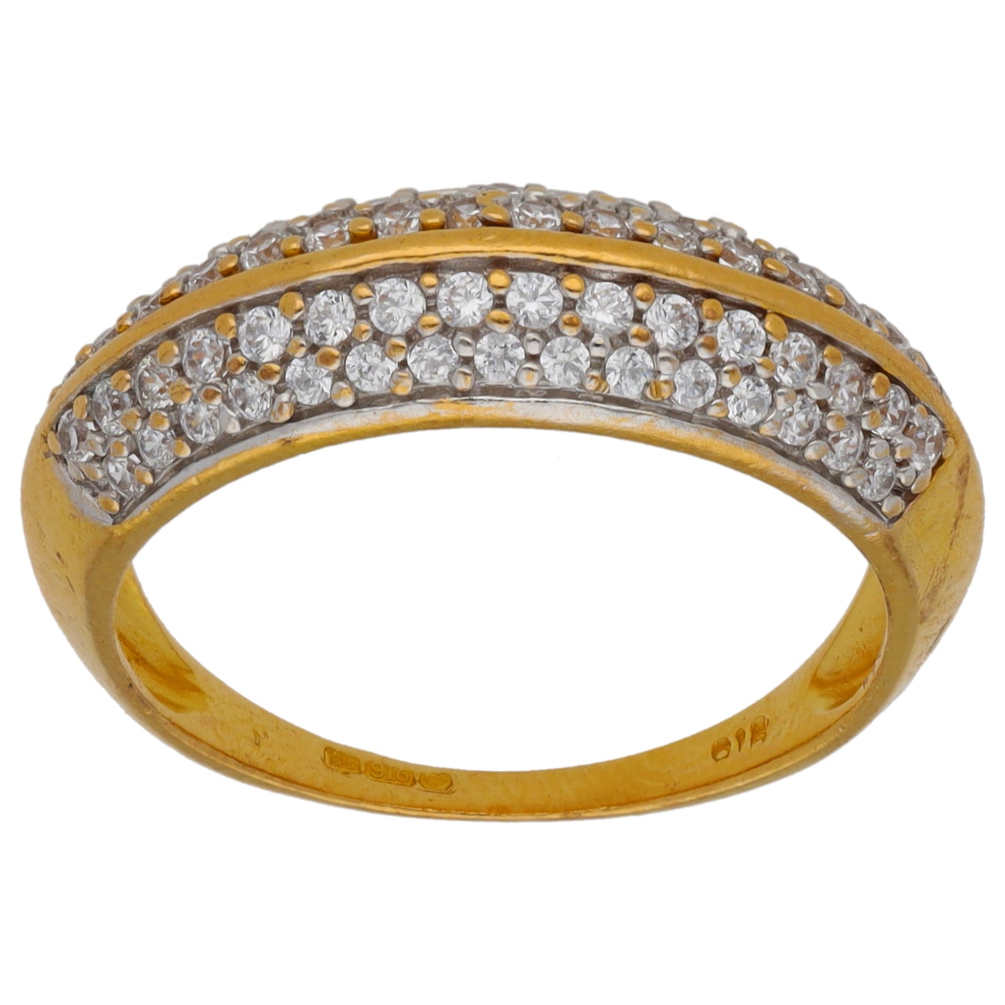 22ct Gold Cubic Zirconia Dress/Cocktail Ring Size M