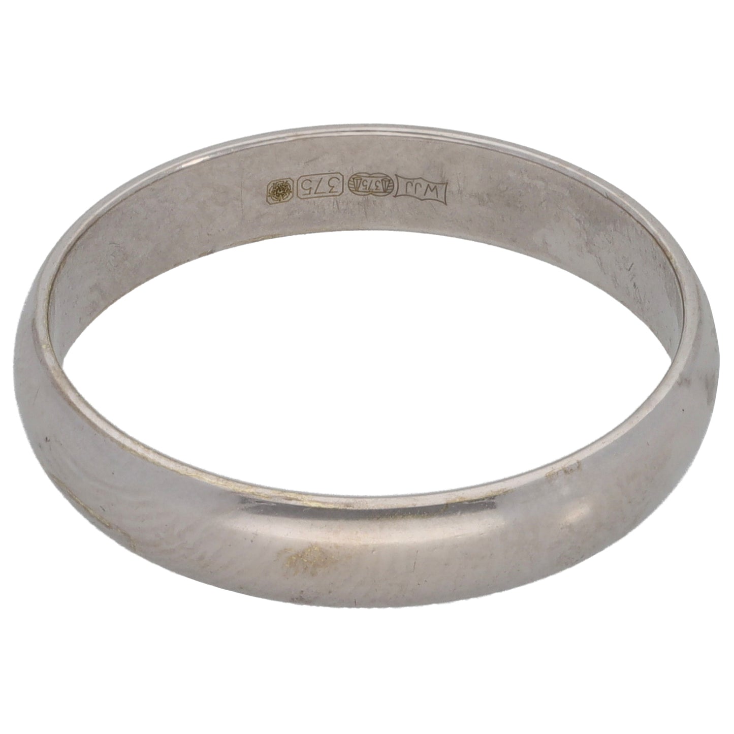 9ct White Gold Plain Wedding Ring Size R