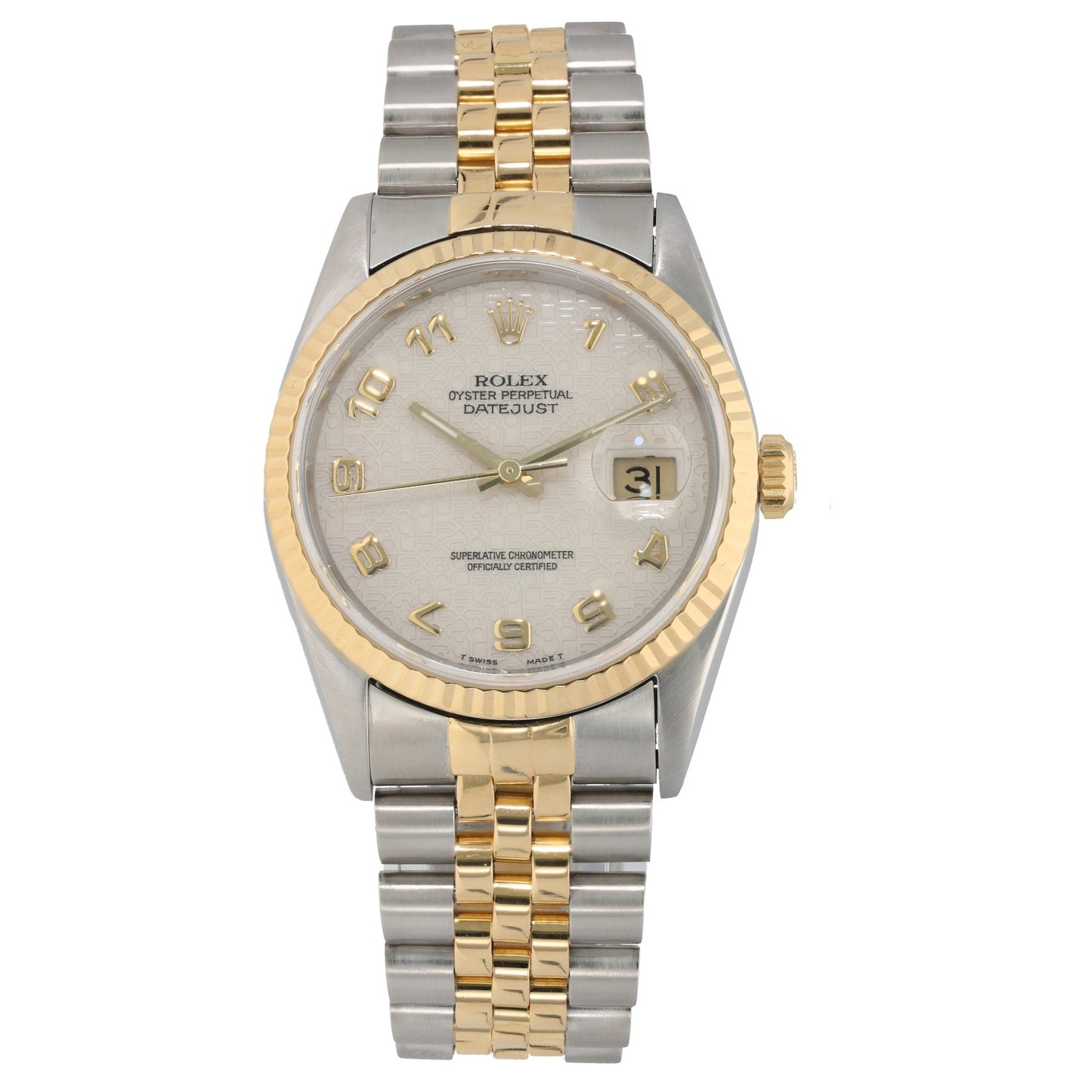 Rolex Datejust 16233, Cream Dial, Stainless Steel And Gold, Front Image