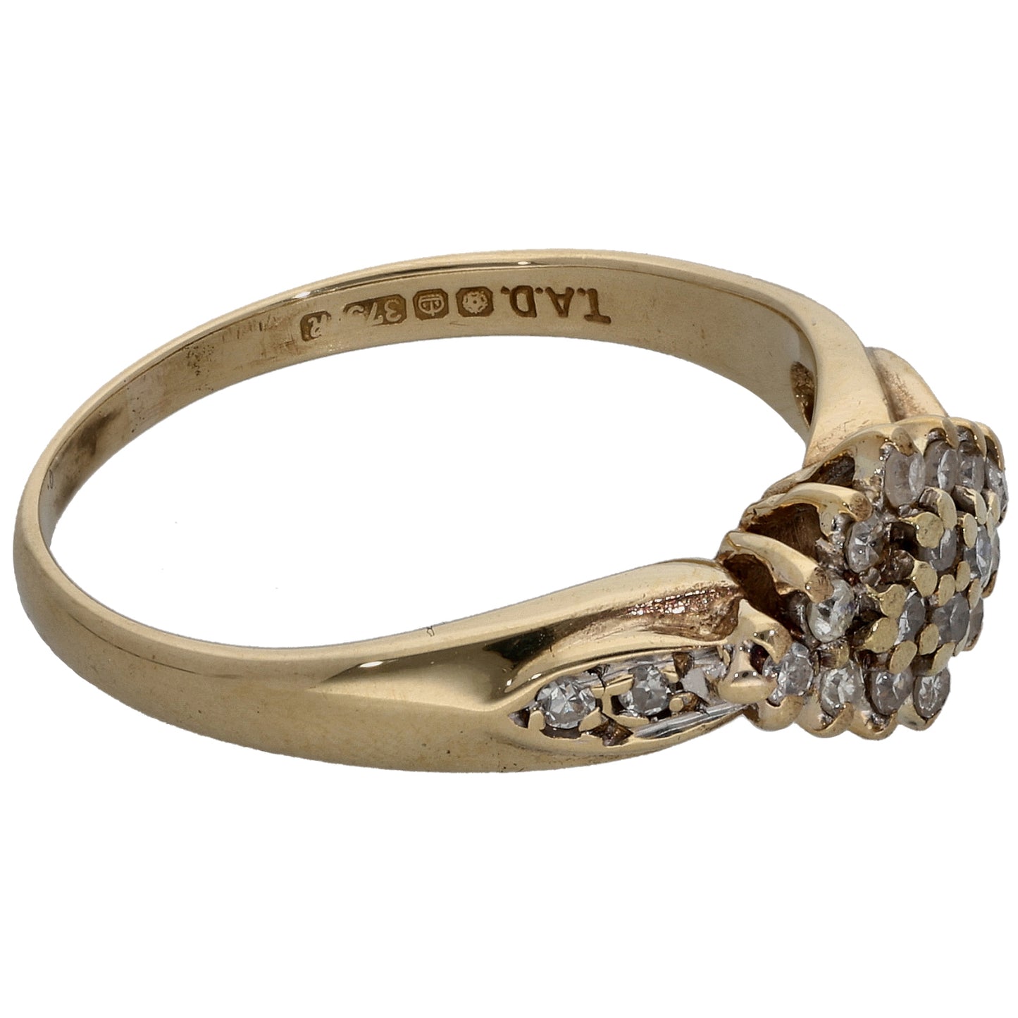 9ct Gold 0.25ct Diamond Cluster Ring Size M