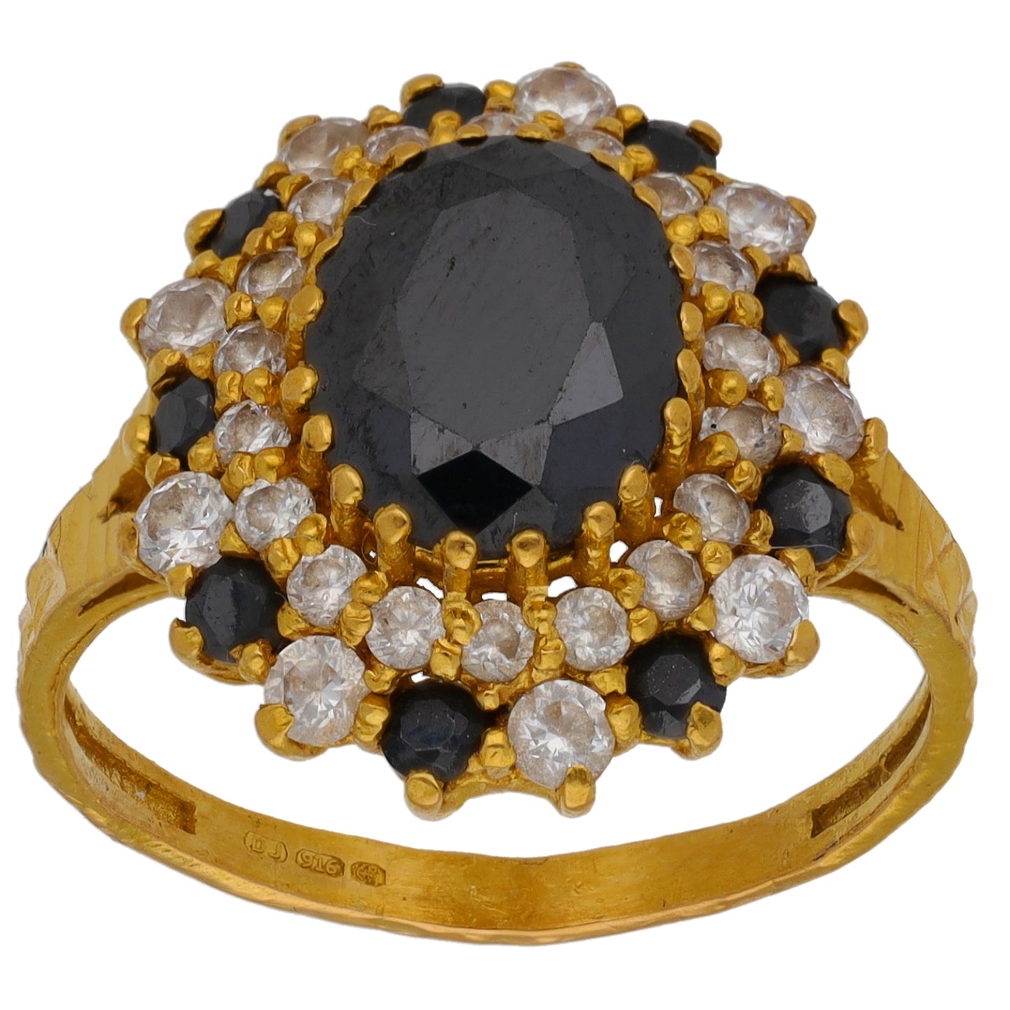 22ct Gold Imitation Gems Dress/Cocktail Ring Size R