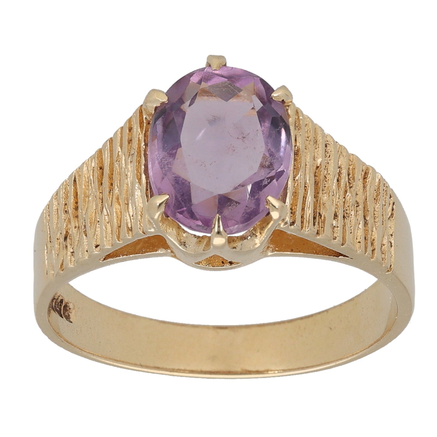 9ct Gold Amethyst Single Stone Ring Size O