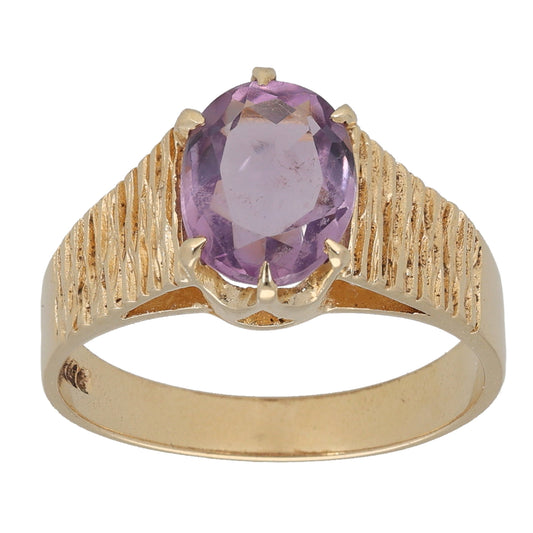 9ct Gold Amethyst Single Stone Ring Size O