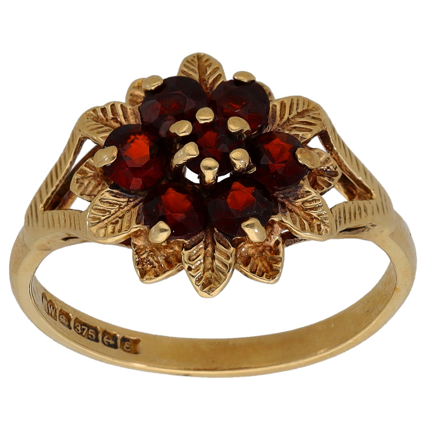 9ct Gold Garnet Dress/Cocktail Ring Size N