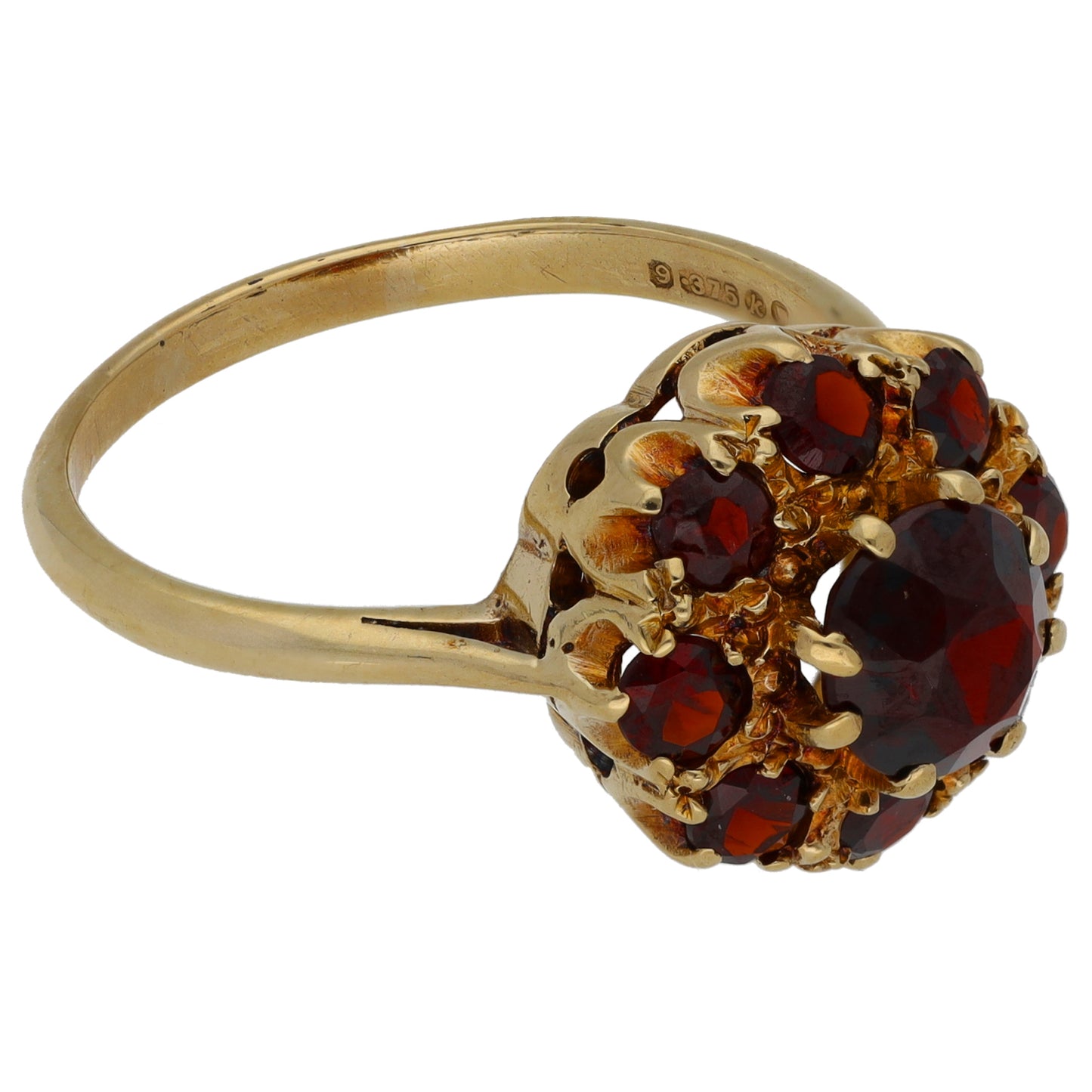 9ct Gold Garnet Dress/Cocktail Ring Size T 1/2