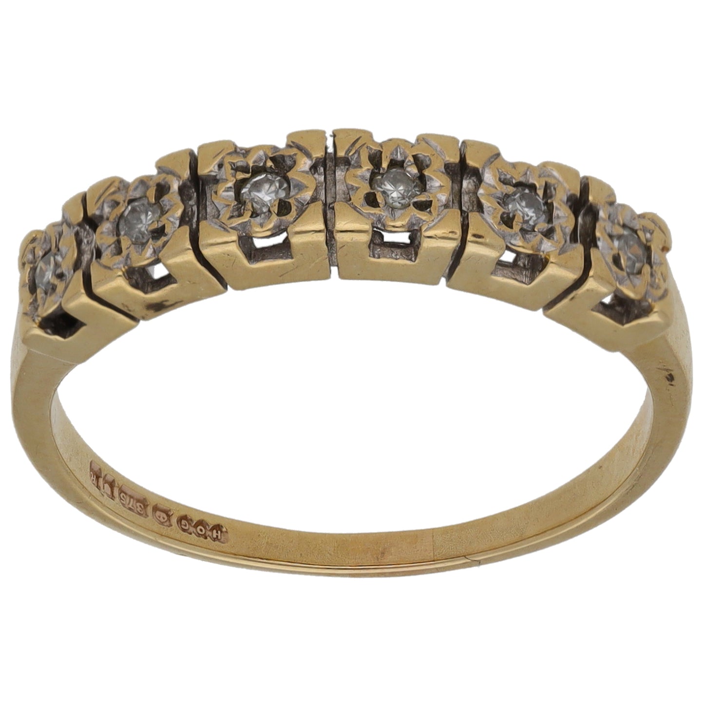 9ct Gold 0.06ct Diamond Half Eternity Ring Size P