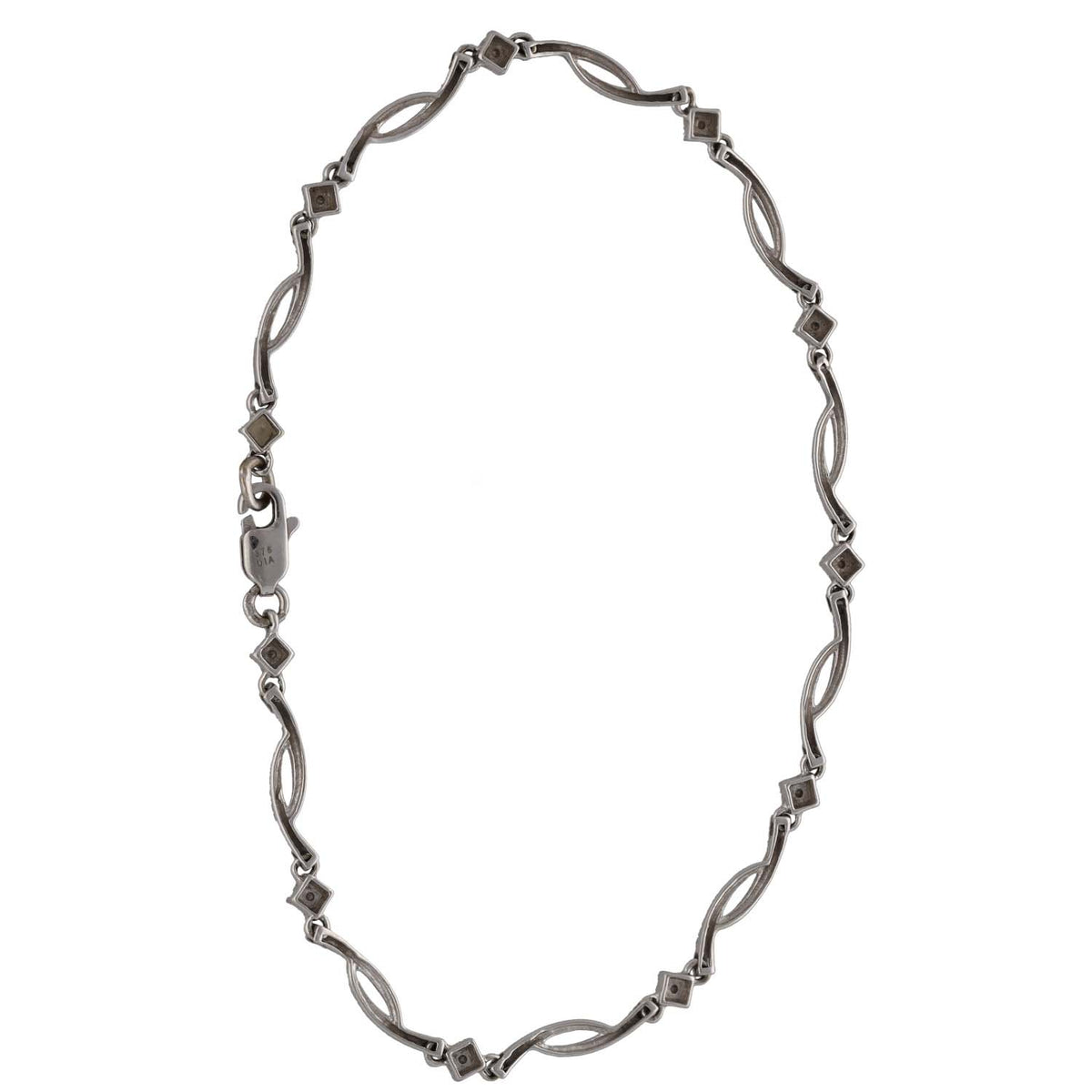 9ct White Gold 0.055ct Diamond Fancy Stone Set Bracelet