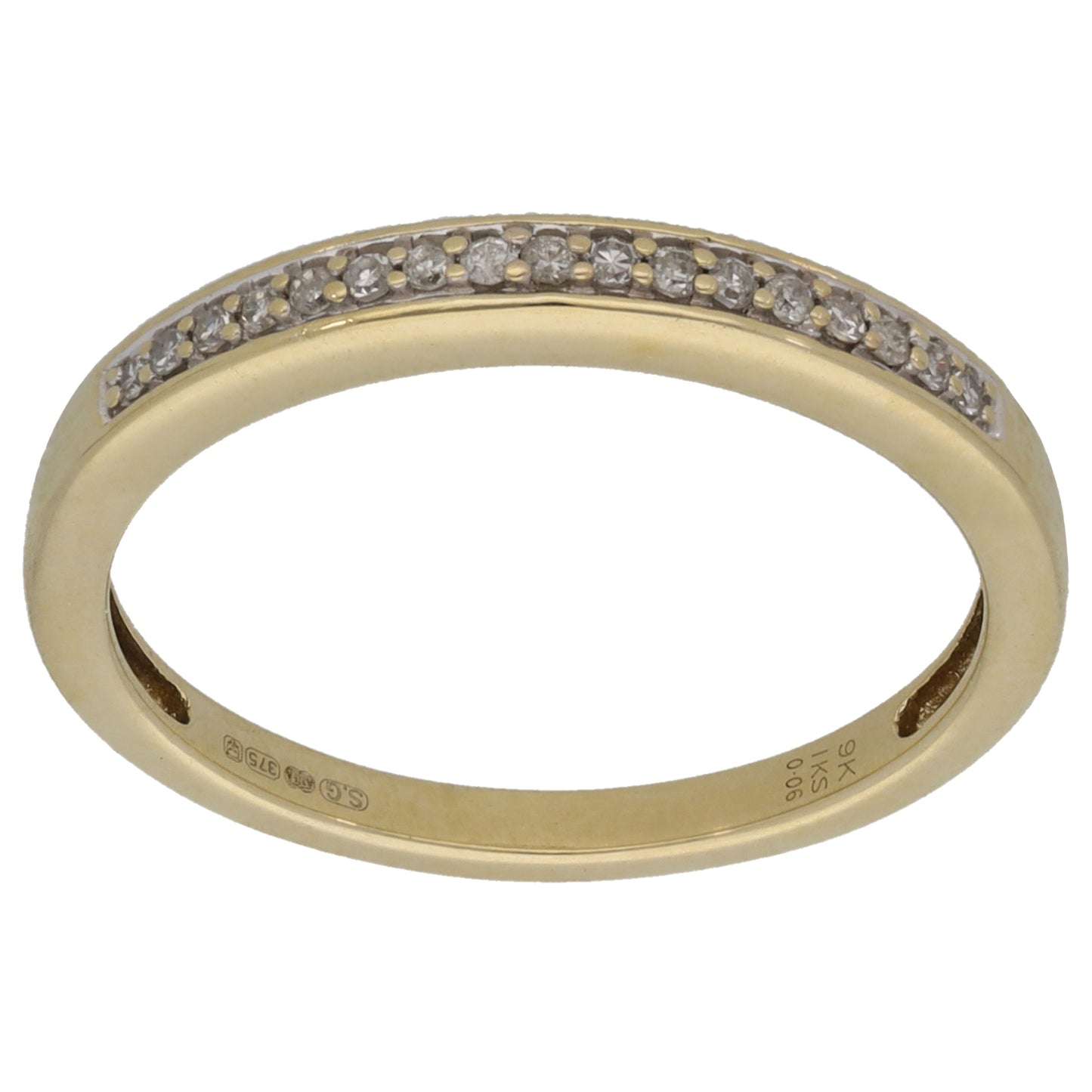 9ct Gold 0.06ct Diamond Half Eternity Ring Size M