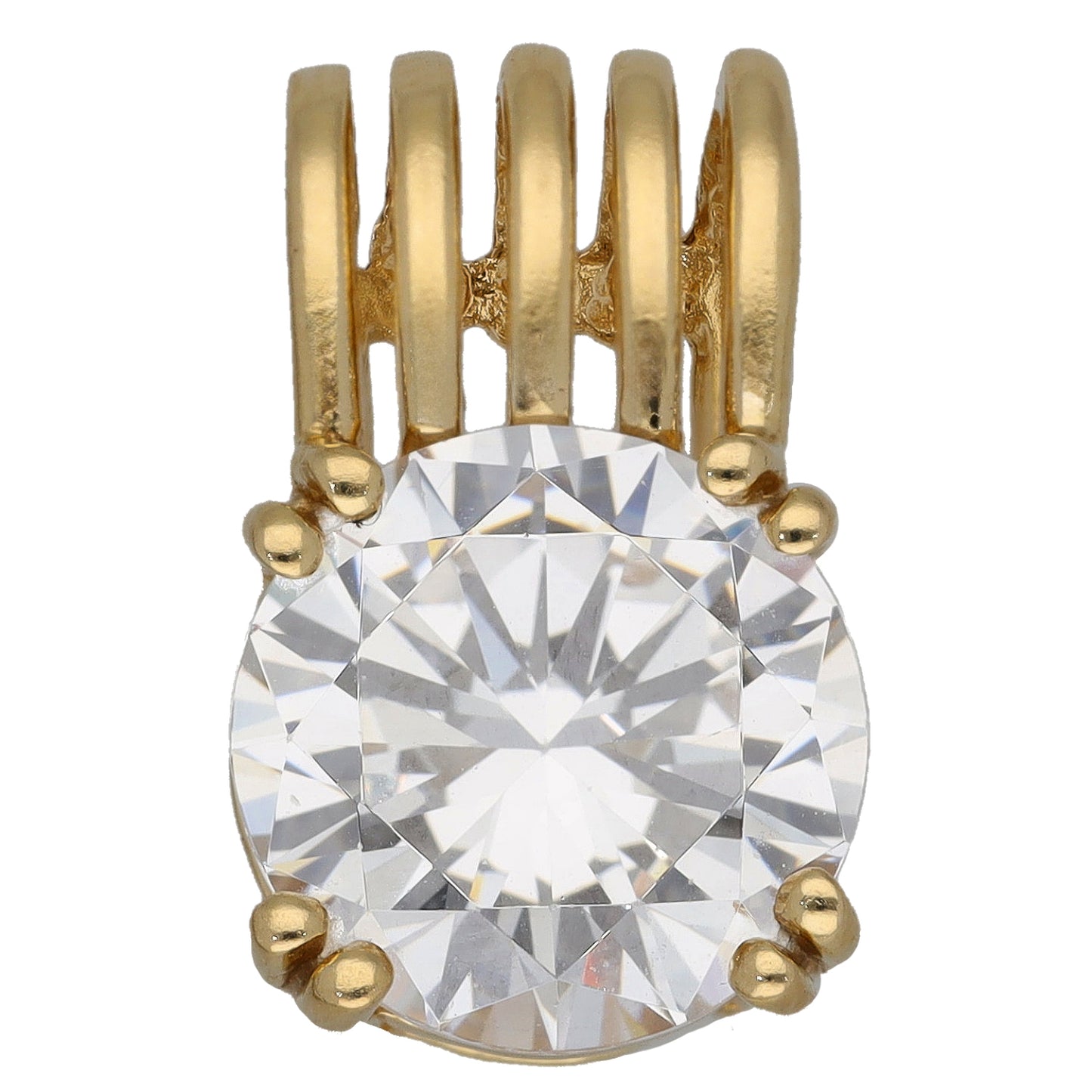 14ct Gold Cubic Zirconia Single Stone Pendant