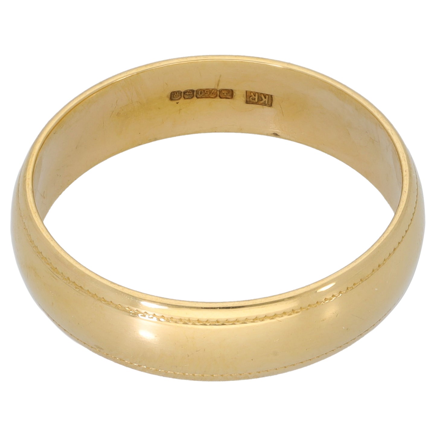 18ct Gold Patterned Wedding Ring Size Q