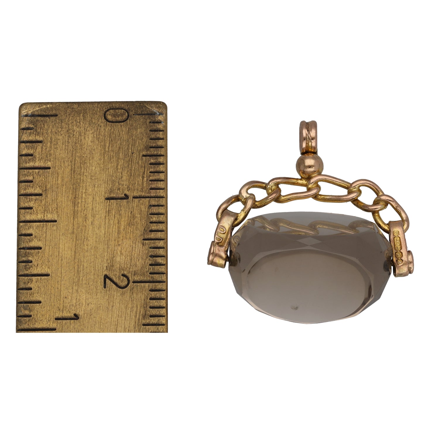 9ct Gold Smoky Quartz Fob Pendant